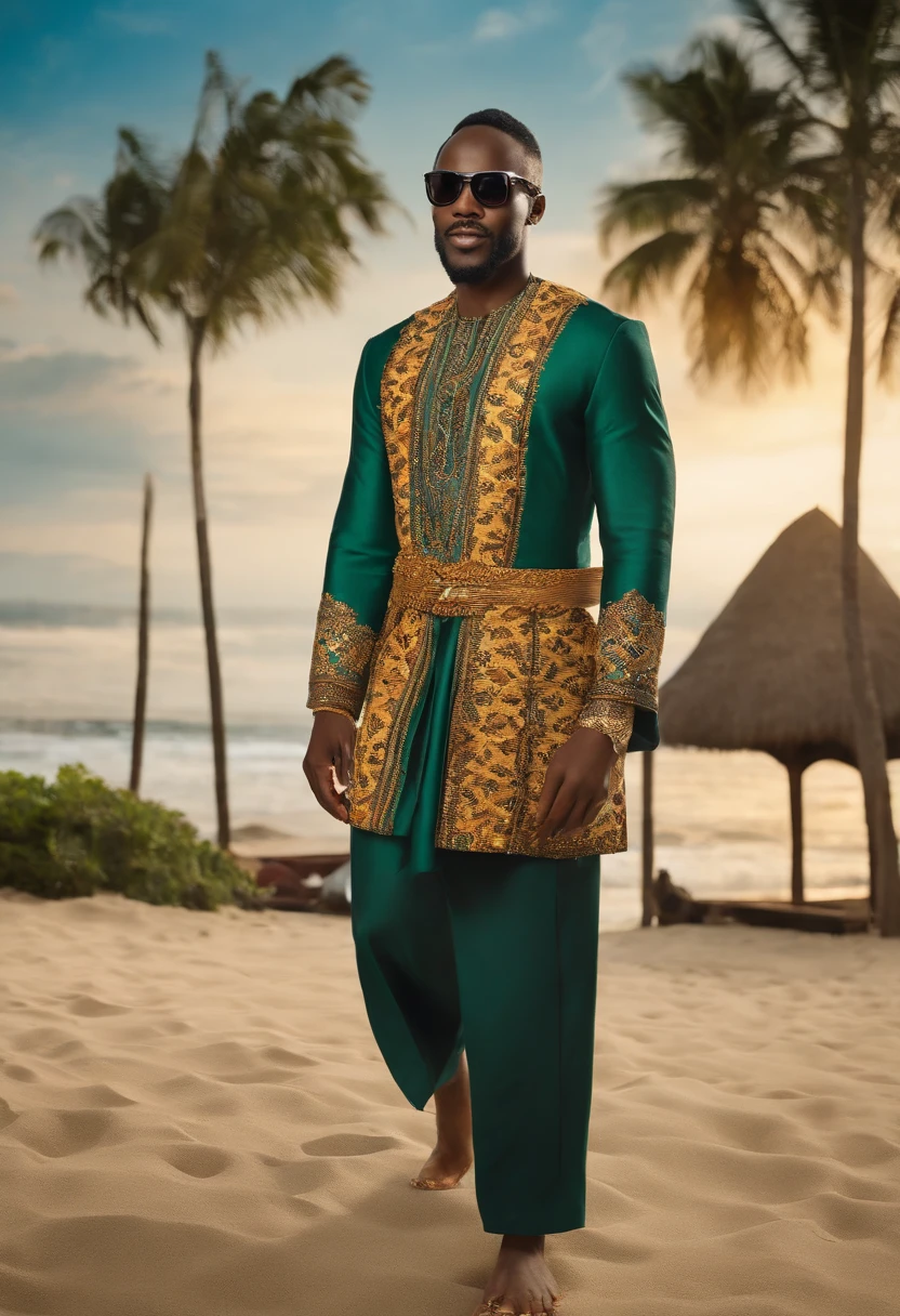 Adekunle is learning the art of flamenco dancing in a traditional Spanish courtyard,original,Prince Adekunle Adebayo, a fictitious Nigerian royal, portrays himself with an aura of elegance and persuasive charm. He’s often seen in opulent, traditional Nigerian robes, his appearance crowned by a confident, yet earnest expression, designed to evoke trust and sympathy.