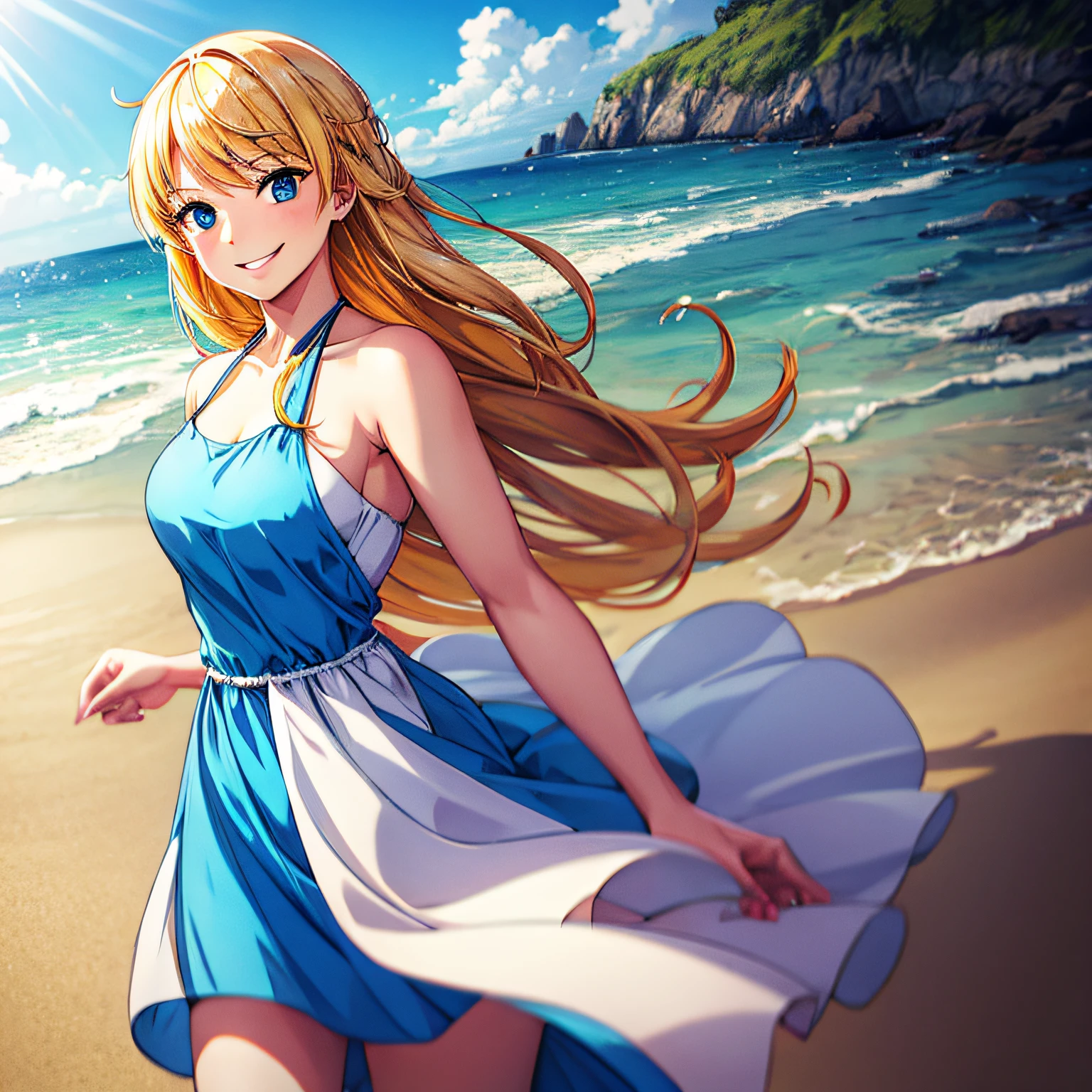 a girl with normal breast and big pussy showing her panties in the beach