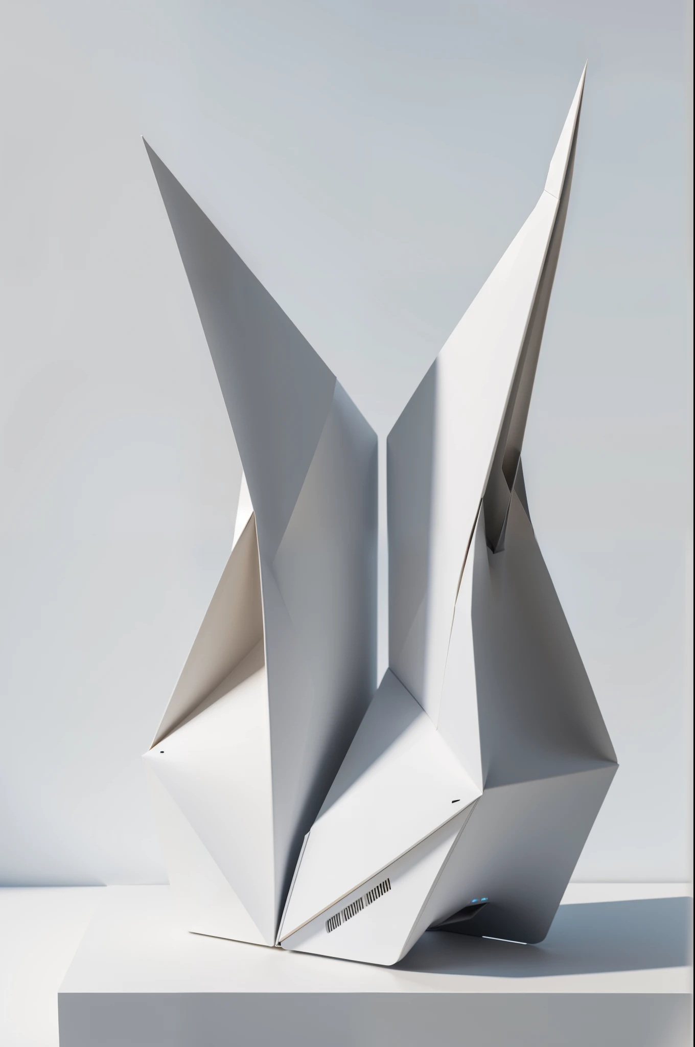 Emauromin style,White matte plastic material,Origami style,Swan shape,routers,Clean lines,with a pure white background,Industrial product design computer rendering, Maximalism, rendering by octane, 4k