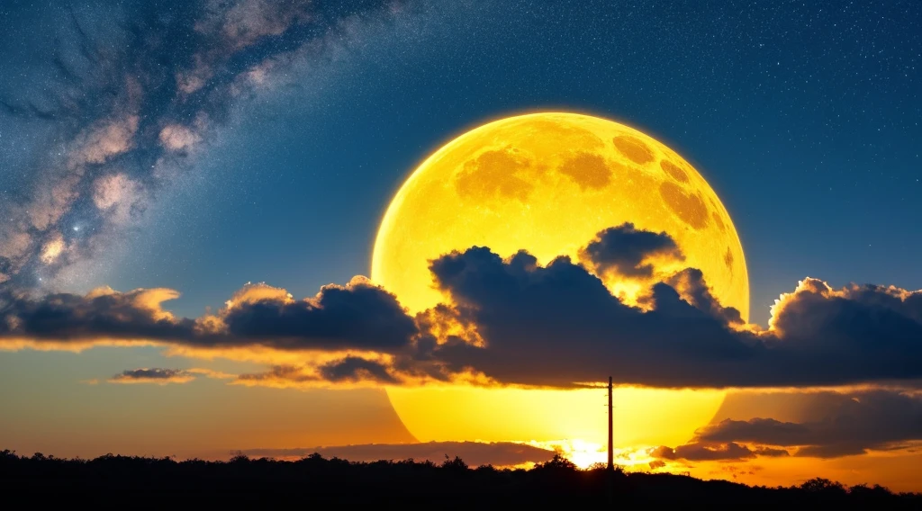Night many clouds blue sky Sun dawn yellow