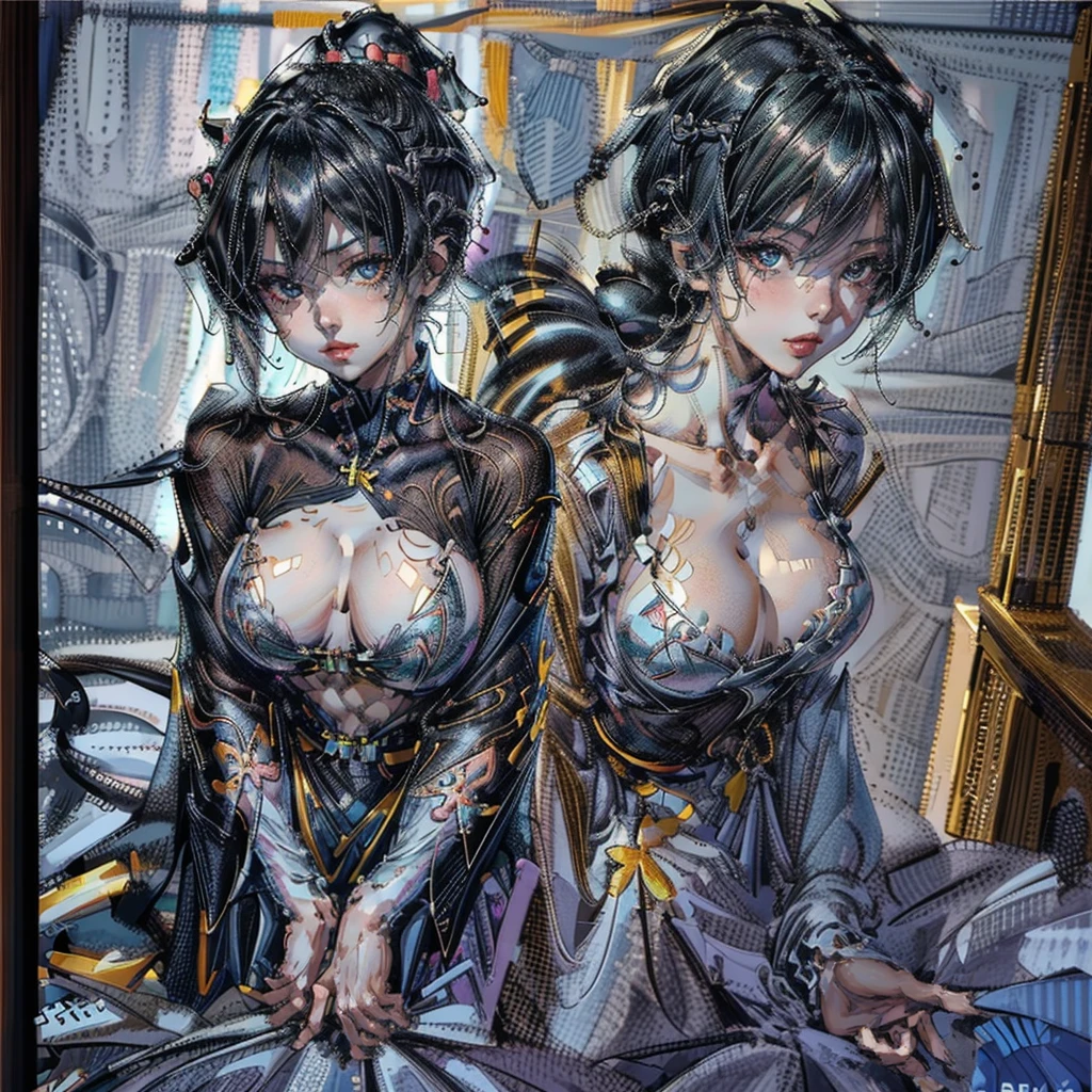 ((Best Quality, 8K, masutepiece :1.3)), 1girl in, Pretty woman with emphasizing slender abs :1.3, (Random hairstyles, huge-breasted :1.2), Casual Outfit :1.2, Indoor, Ultra-detailed face, Detailed eyes, 二重まぶた