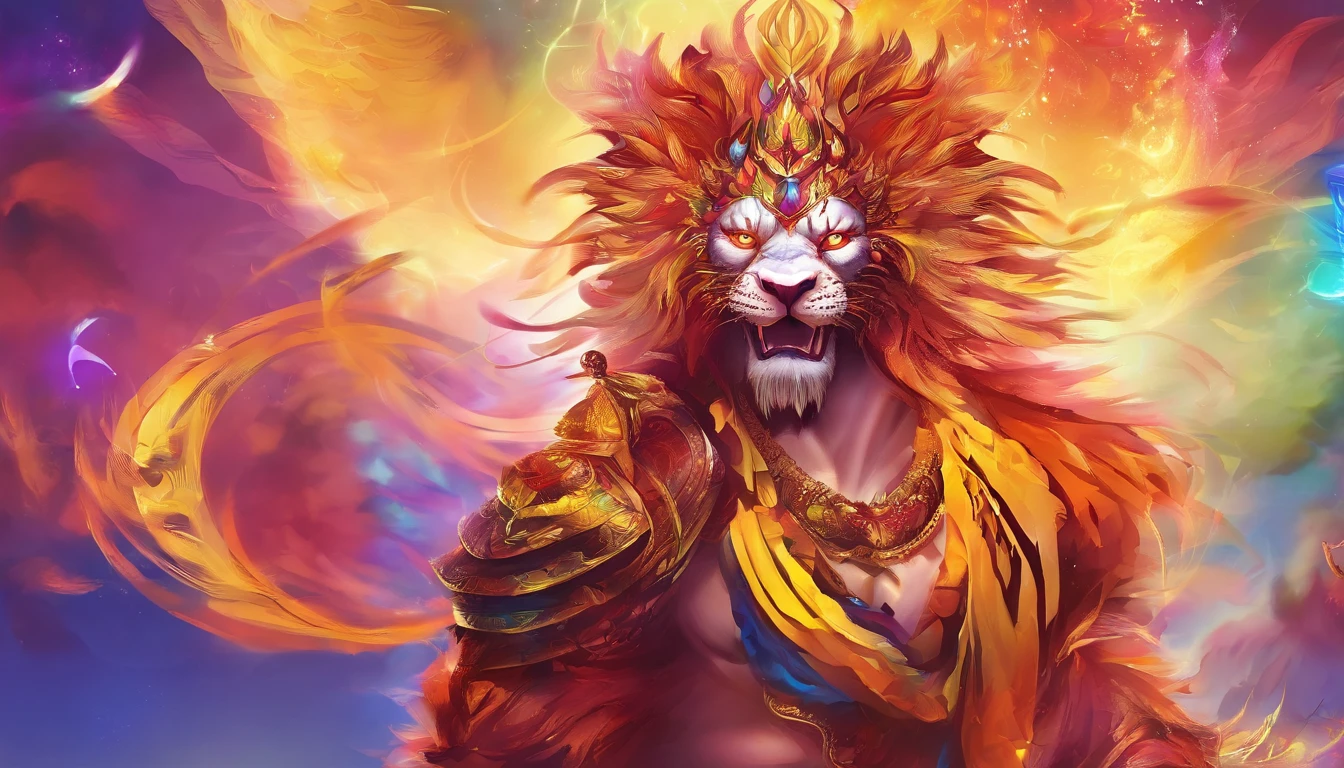 Qilin, Chinese mythical beast, cute, clean, beautiful, mighty, flame-like clouds, ultra-fine fur, golden eyes, intricate details, ice and fire background, half flame, half frost, power, 8K, virtual engine, octane rendering, HD, copper money on the body, gold ingots,