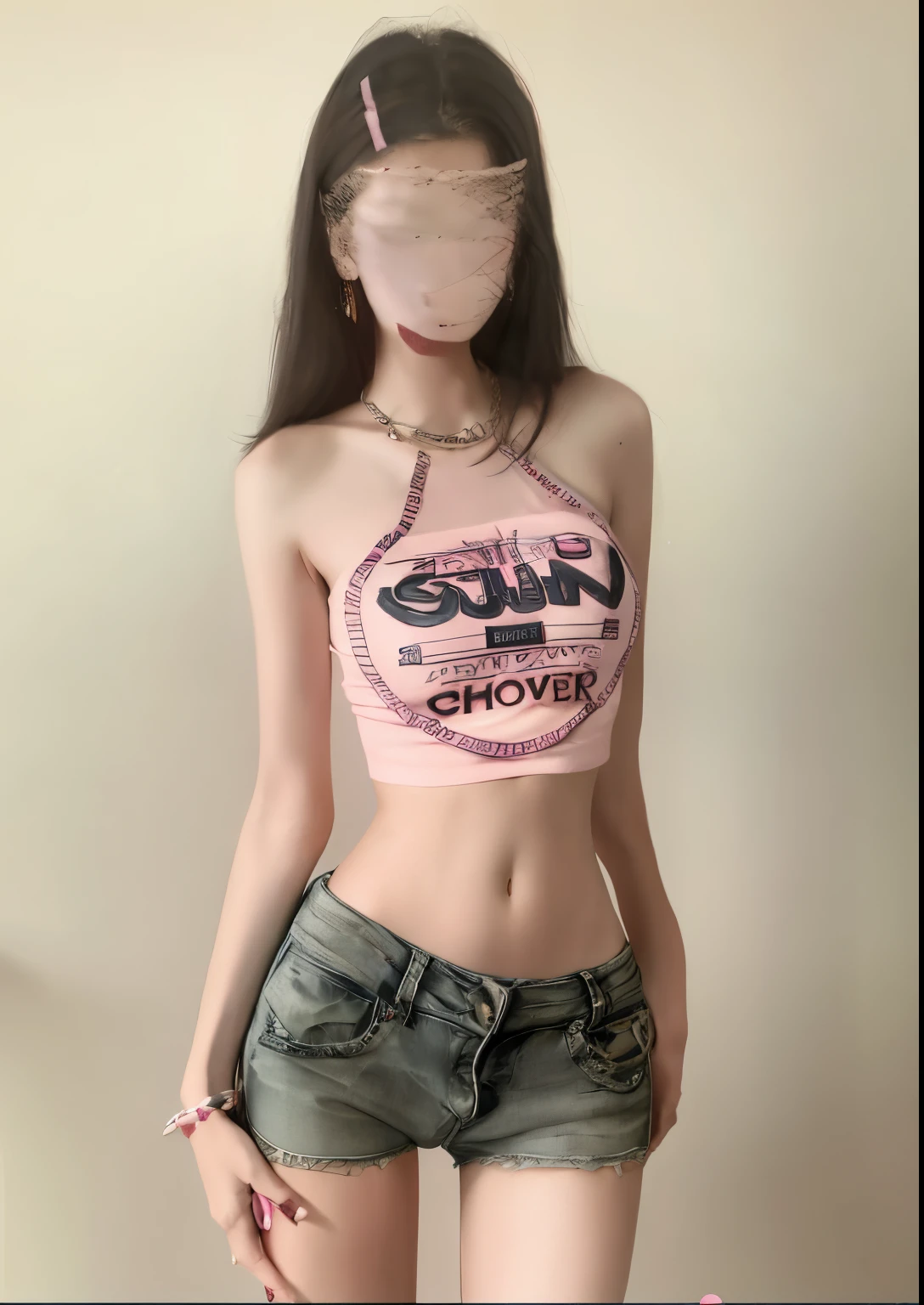 Ms Alafid wearing a pink shirt and denim shorts poses for a photo, photo of slim girl, 2 4 year old female model, photo of slim girl model, 1 8 yes, 18yr old, age 22, very tasty, 2 5 years old, ers old, 23years old, 21yo, half body crop
