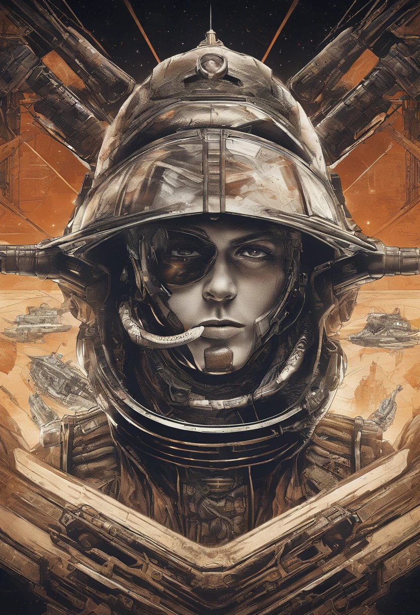Cinematic portraits of Futuristic space pirates from the year 2741 sailing through space, intricate detail, pirate themed, dirty