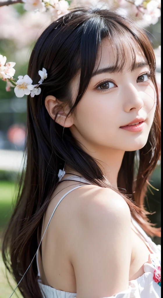 Highest quality、masterpiece、Ultra-high resolution、Actual、1 Girl、Shiny skin、((Surreal details))、Global Photo、8K、Very intricate detail、Shining Eyes、High Key、Pure erotic face ace_v1、Laughter、Elegant pose、White ultra-thin transparent lace、There are many flowers in the background