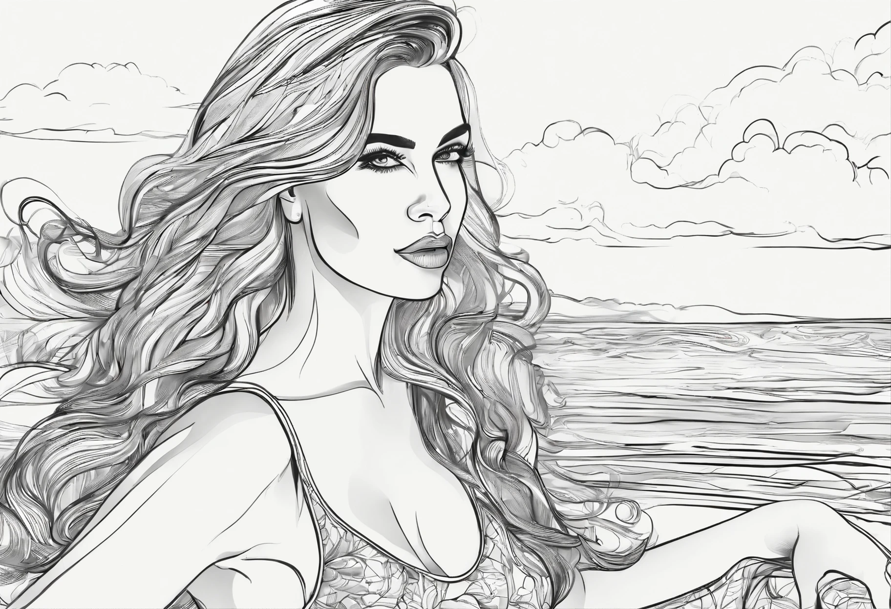 woman,sitting on a seaside,beautiful detailed eyes,beautiful detailed lips,wind blowing her hair,natural and soft lighting,bright and vibrant colors,happy and relaxed expression,gentle waves hitting the shore,sandy beach,blue and clear sky,medium:oil painting,ultra-detailed,highres,realistic:1.37,portraits