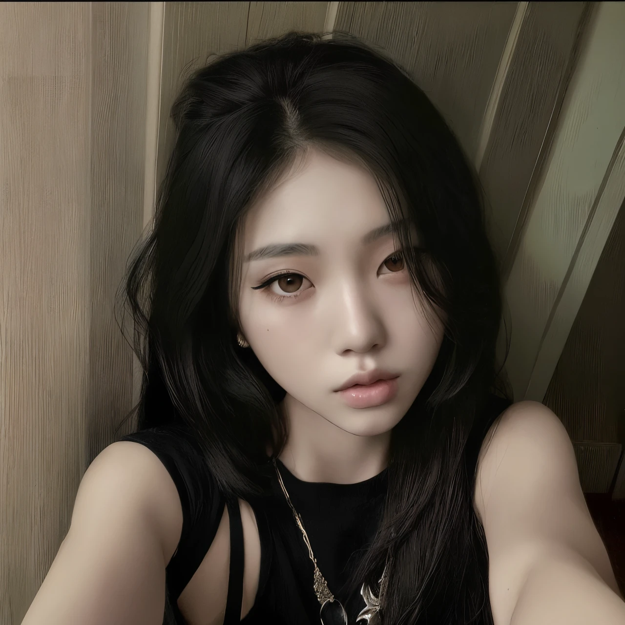 Araffe mulher com cabelo preto longo vestindo uma regata branca, Ela tem cabelo preto com franja, menina coreana, com franja, cruel korean goth girl, Asian girl, linda mulher coreana jovem, cabelos longos com franja, Mulher sul-coreana bonita, cabelo preto longo com franja, 18 anos, cabelo arrumado com franja, Beautiful Asian girl, com franja completa