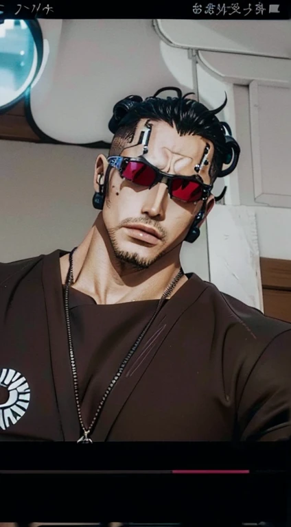 Estilo anime,masculino,relista,cabelos liso na cor preto,olho na cor preto,estilo cyberpunk,