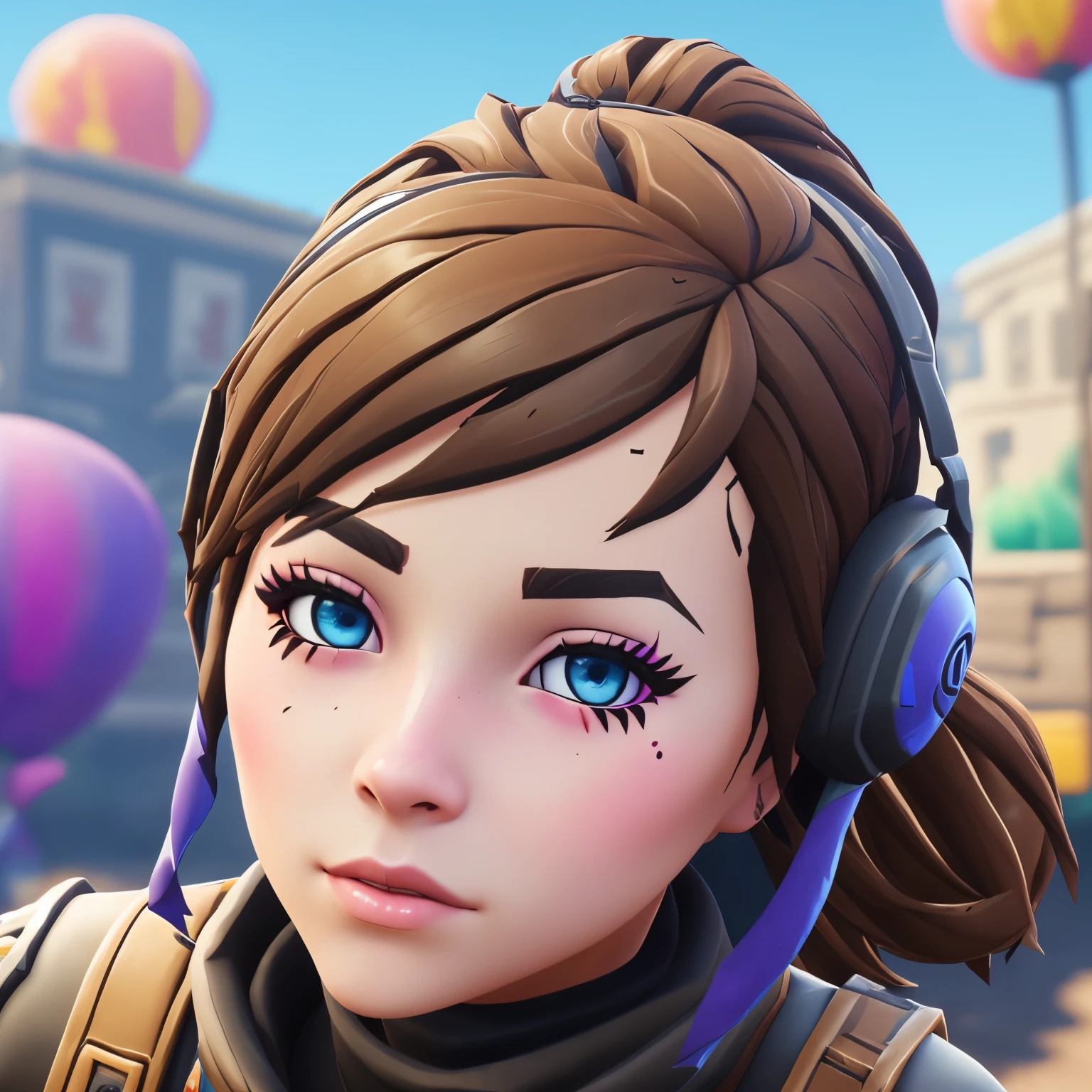 Short brown blue eyed girl Fortnite skin