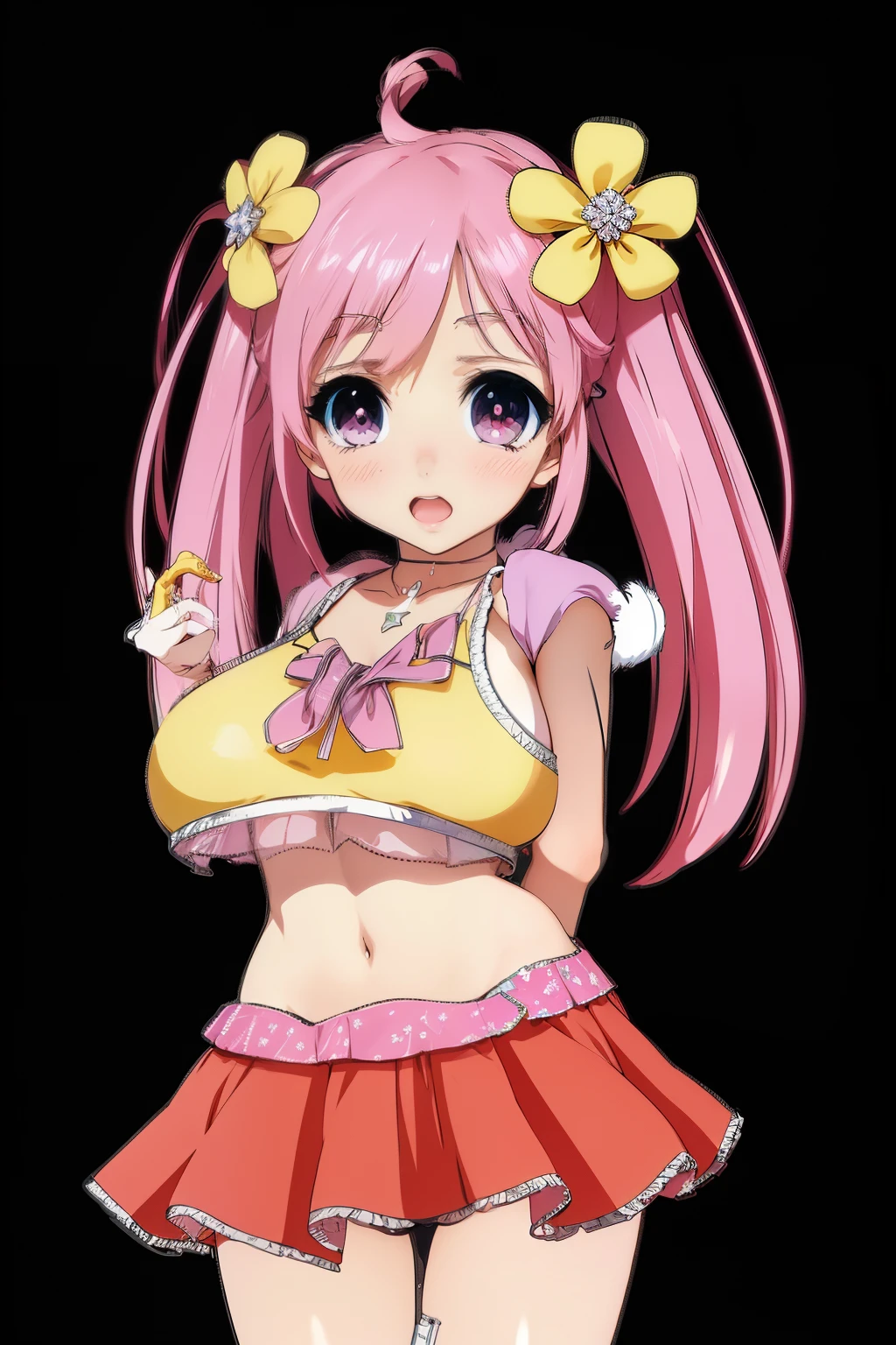 nejikawaraimu
pink hair, short twintails, hair bobbles, star hair ornament, asymmetrical bangs, short hair, purple eyes, nsfw, nude, naked, 1girl, large breasts, nipple. empty eyes, crying 、whole body, amusement park、 Peeing, lactation, projectile lactation (Sweating profusely, Love juice, Wet Woman, female ejaculation)