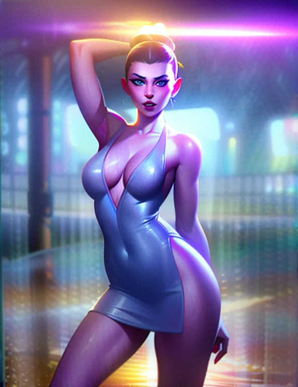 paparazzi shot of NAKED ATHLETIC MILLIE BOBBY BROWN (8k, RAW photo, best quality, mastery:1.2), (realistic, photo-realistic:1.37),1girl,cityscape, night, rain, wet, professional lighting, photon mapping, radiosity, Chinese Doll,torn,chemise, large Image breasts, nurses, wedding dresses