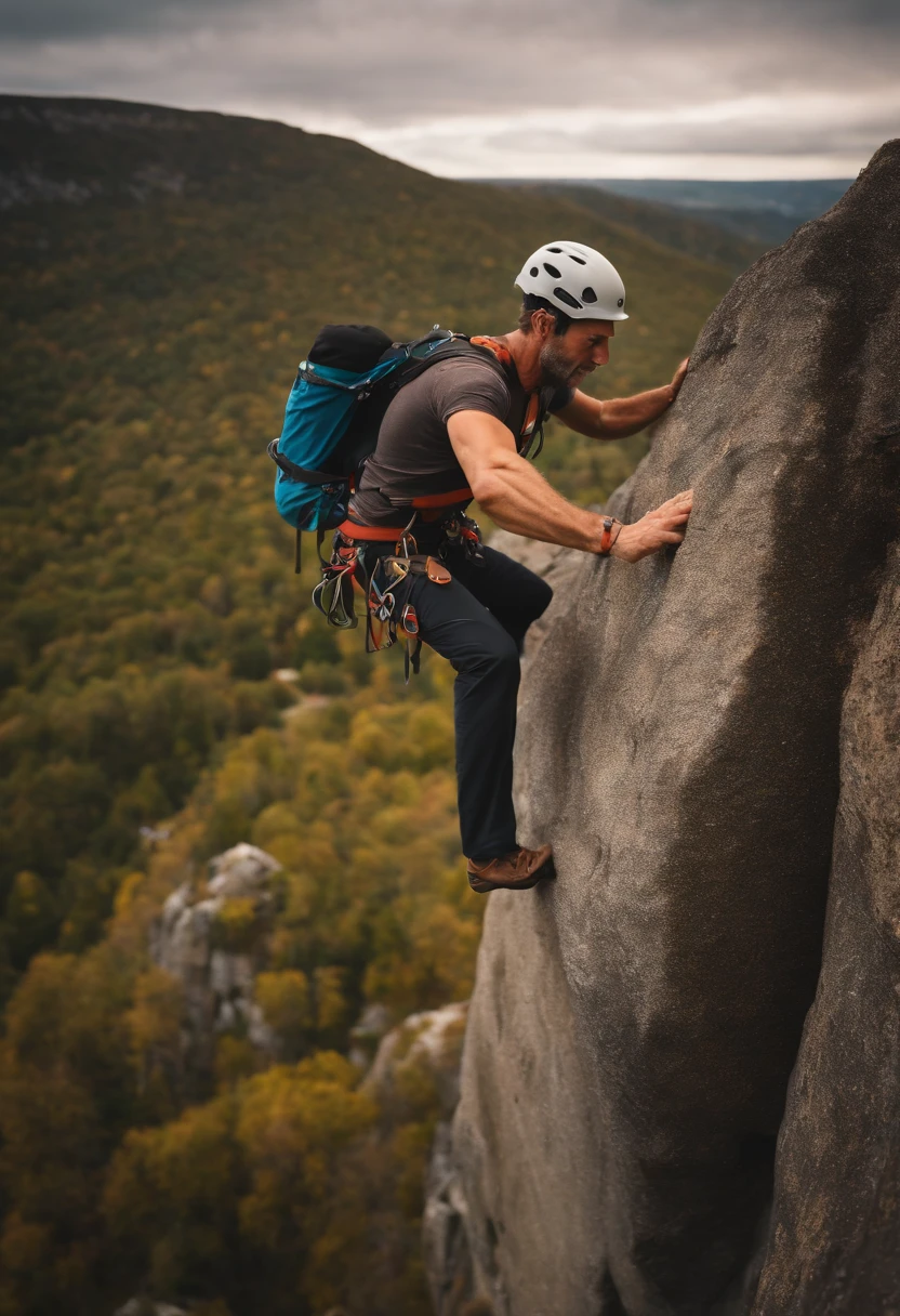 A photo of a person rock climbing on a steep cliff.,original,Annoying VC is a middle aged man who is Silicon Valley tech person