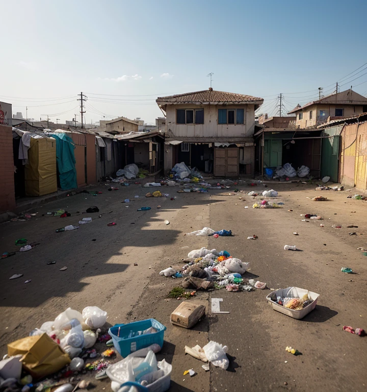 Create a stunning visual composition in 9 format:16 Highlighting India&#39;s Garbage-Filled City. Imagem em alta qualidade (8k) to reproduce every detail of the scenario, from the rubbish scattered across the floor. Adicione pessoas indiana perfeitas andando pelas ruas da cidade cheia de lixo.