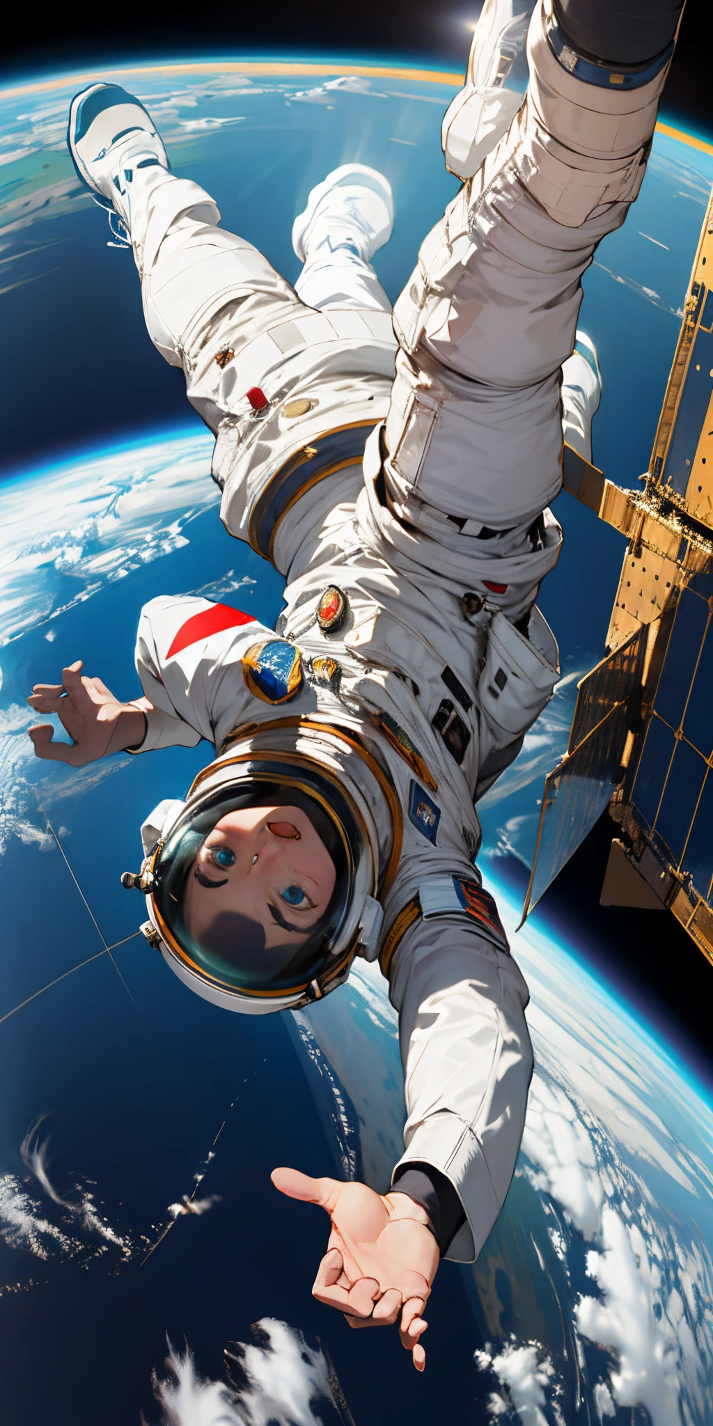 Uae astronaut in space holding uae flag