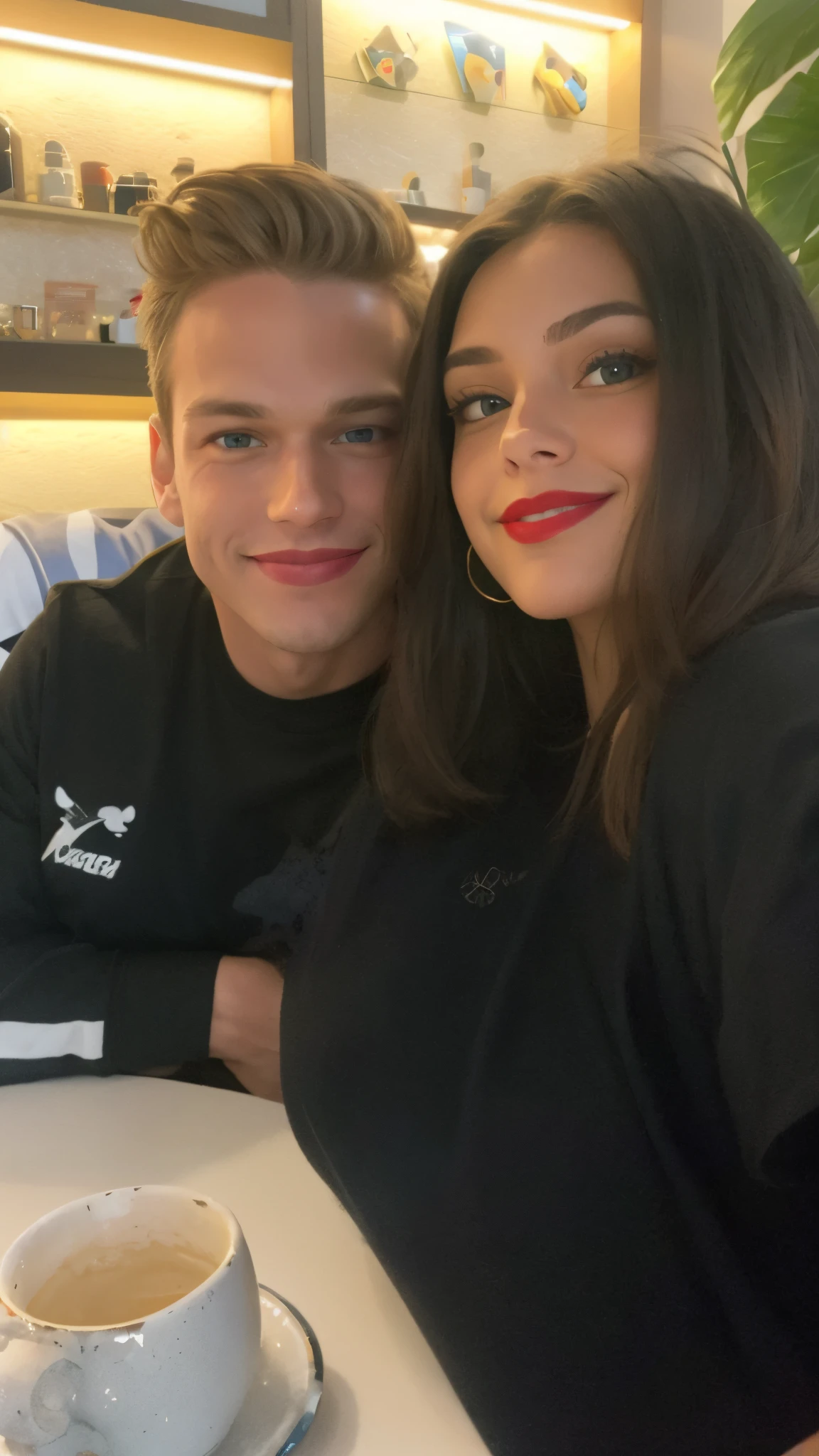 A beautiful girl hug her boyfriend and wearing hot pant girl and boy wearing hoodie handsome boy kiss together