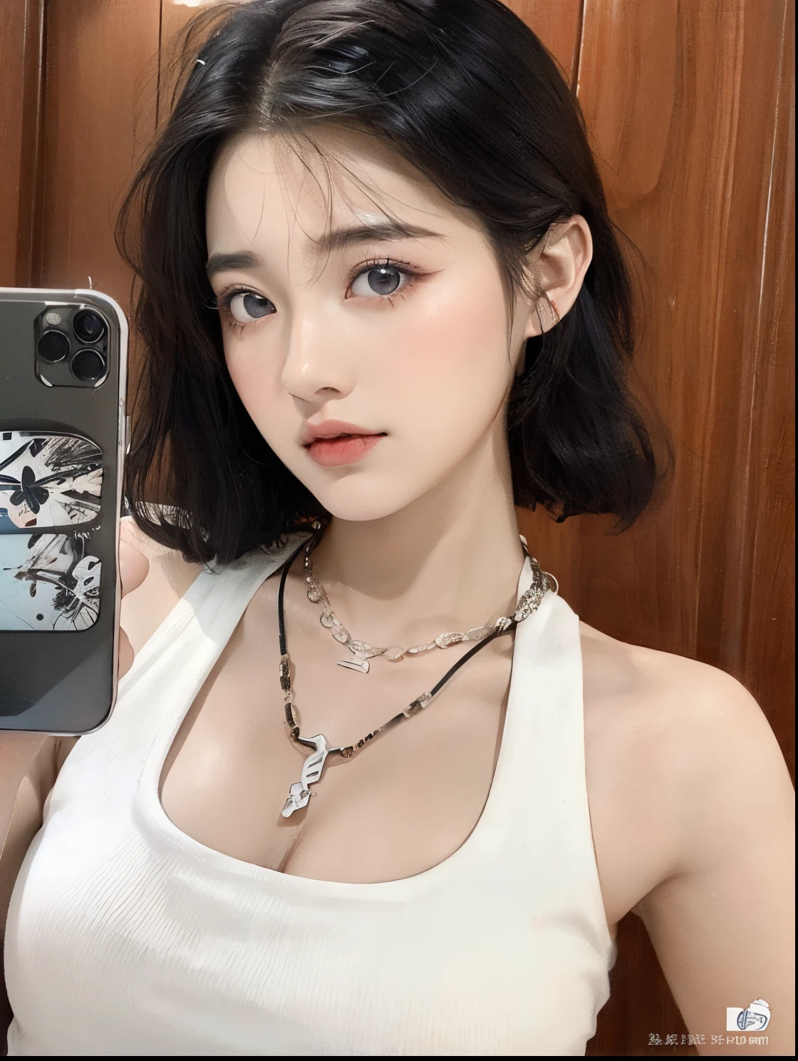 A closeup of a woman holding a cell phone in her hand, dilraba dilmurat, Ulzzang, linda mulher coreana jovem, jovem e bonito, young cute wan asian face, Mulher sul-coreana bonita, mulher coreana jovem bonita, cruel korean goth girl, meninana, Xision Wu, branco hime corte penteado, Cai Xukun