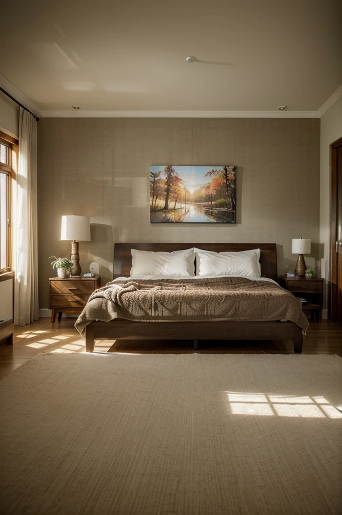 cozy room with a central focus on a beautiful canvas printed on plexiglass, artfully fixed in the middle of the space. Infuse the room with warmth through soft lighting, comfortable furnishings, and inviting textures. Pay attention to the details of the canvas, ensuring it exudes beauty and captures attention. Consider the interplay between the canvas and its surroundings, including how the ambient light enhances the visual appeal. Create a scene that evokes a sense of comfort and appreciation for art, where the canvas becomes a harmonious centerpiece that enriches the overall coziness of the room