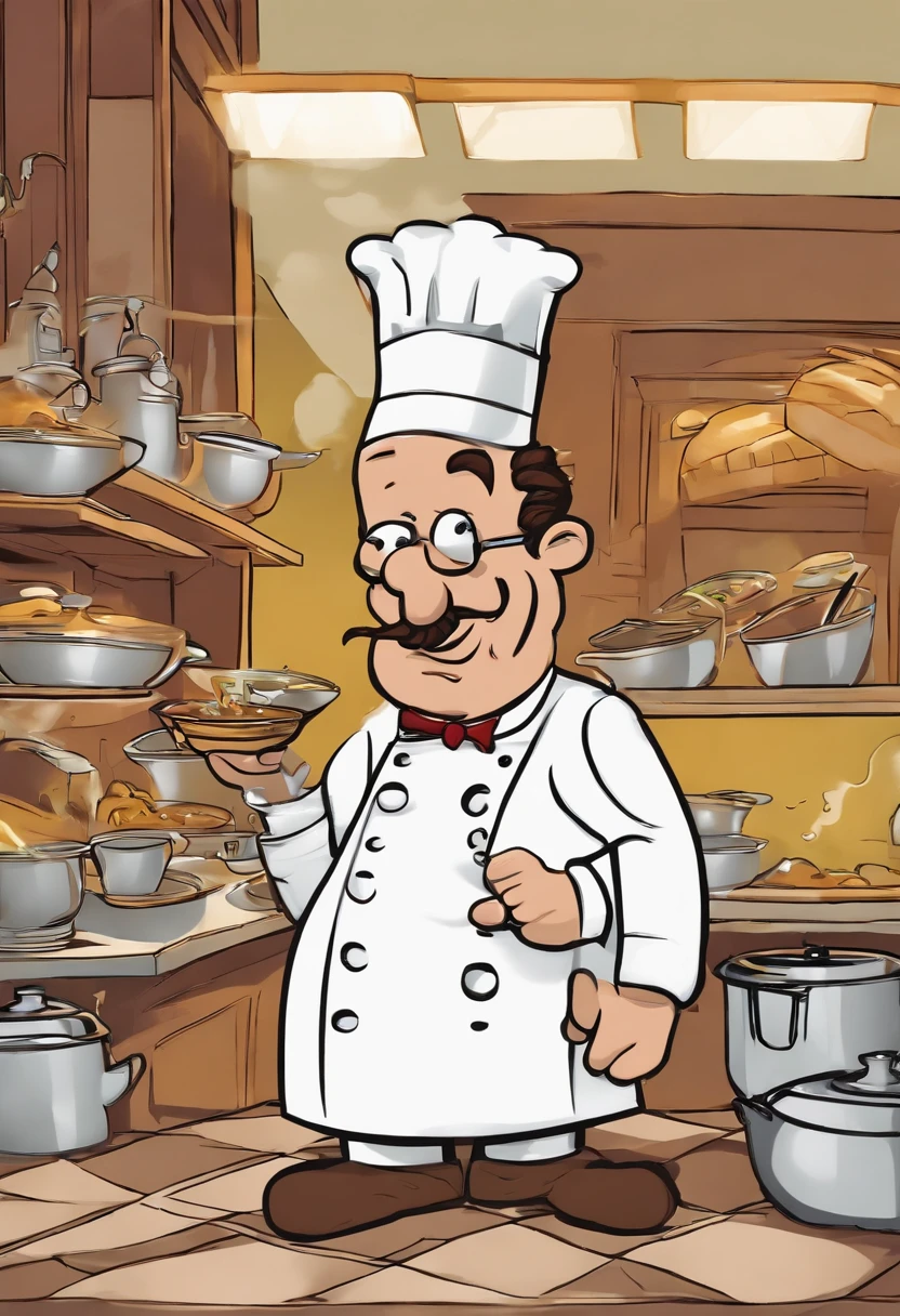 An array of colorful, steaming hot soup pots on the stove,Seinfeld TV show,The Soup Nazi’s appearance is that of a typical chef with a white chef’s uniform, but his intense, intimidating demeanor sets him apart. He strictly enforces a set of rules at his soup stand, such as ordering customers to line up in an orderly fashion, speak only when spoken to, place their order quickly, and move to the left immediately after ordering.