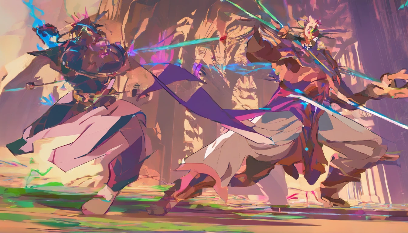 tmasterpiece,Super cool ultimate warrior as kung fu warrior,The expression is serious,Random light and shadow,Random character background,Minimalist style,A glowing sword,Lotus as background,Impeccably clean,need,to emphasize,Bright and colorful shades,3 Background,A high resolution, --with 9:16 -- two two five