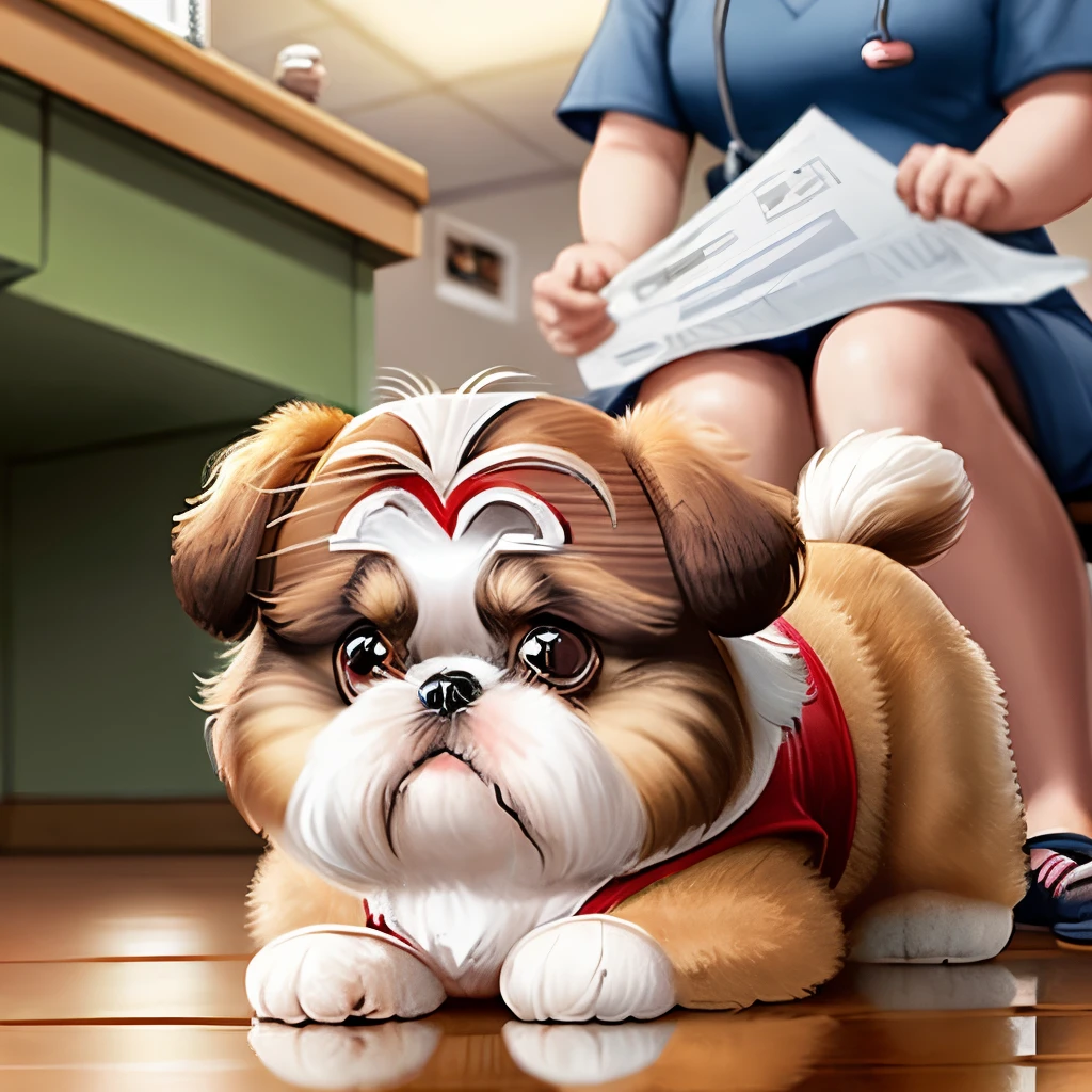 The old girl Shih Tzu being consulted at the vet