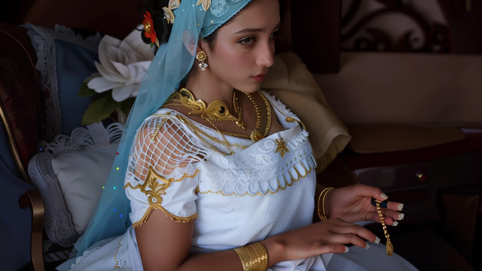 mulher de olhos fechados