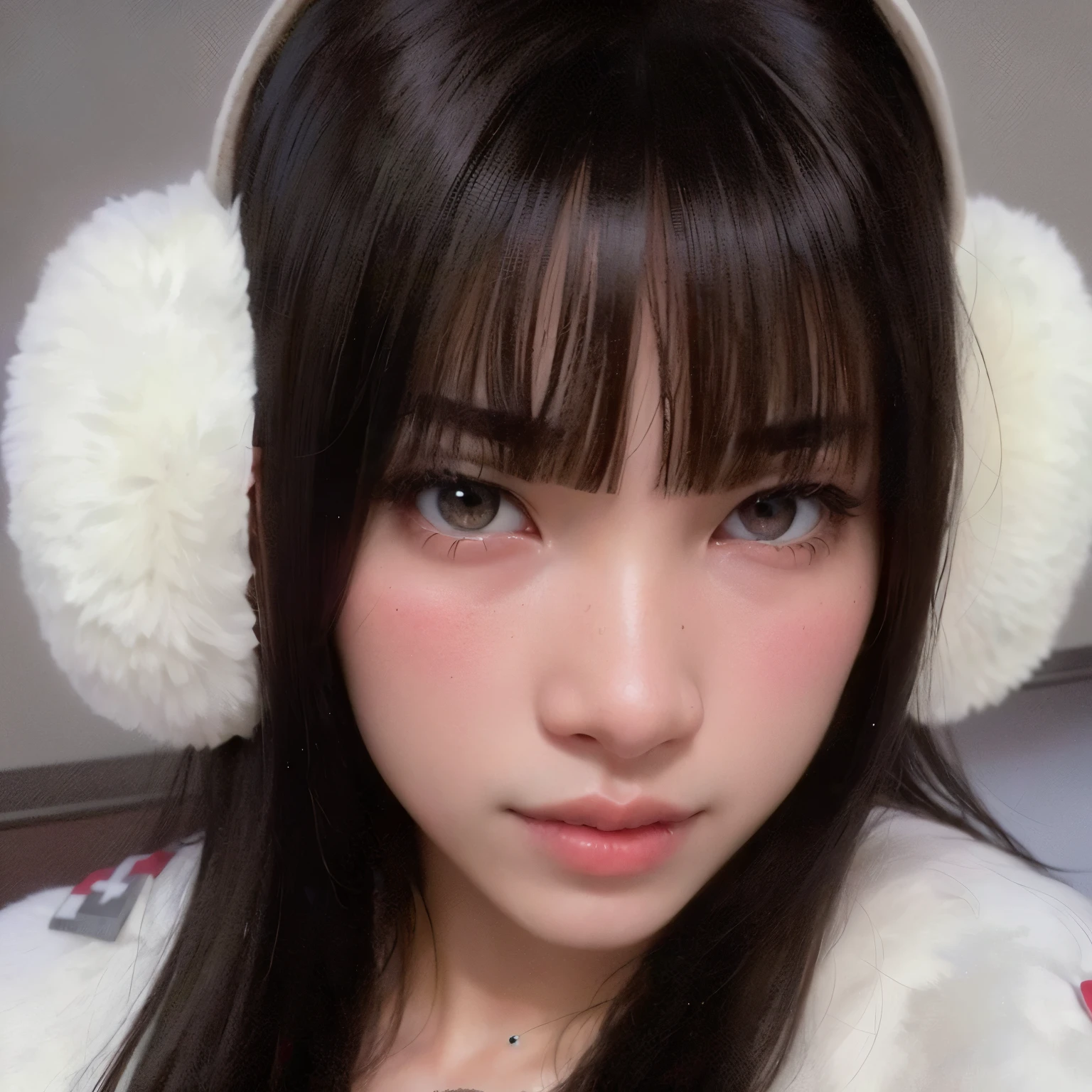 (realisitic、Photorealsitic:1.37)、(8K、Raw photography、top-quality、​masterpiece:1.2)、cute little、ultra-detailliert、Heart-shaped pupil、physically-based renderingt、超A high resolution、Kodak Vision Color、Captured with an Arricam LT camera、bokeh dof、foco nítido、Look at viewers、Photorealsitic、realisitic、独奏、Photorealsitic、top-quality、extra detailed face、extremely detailed eye and face、beatiful detailed eyes、absurderes、incredibly absurdness、hair messy、Floating hair、short clean hair with bangs、Put your ears out、clean and long neck、Clean collarbone、glowy skin、Distinct double eyelids、Lashes、((Immaculate white background with nothing really、Close-up of the face))、Close your mouth and smile a little、White-colored skin、Do not put shadows、Photo naked