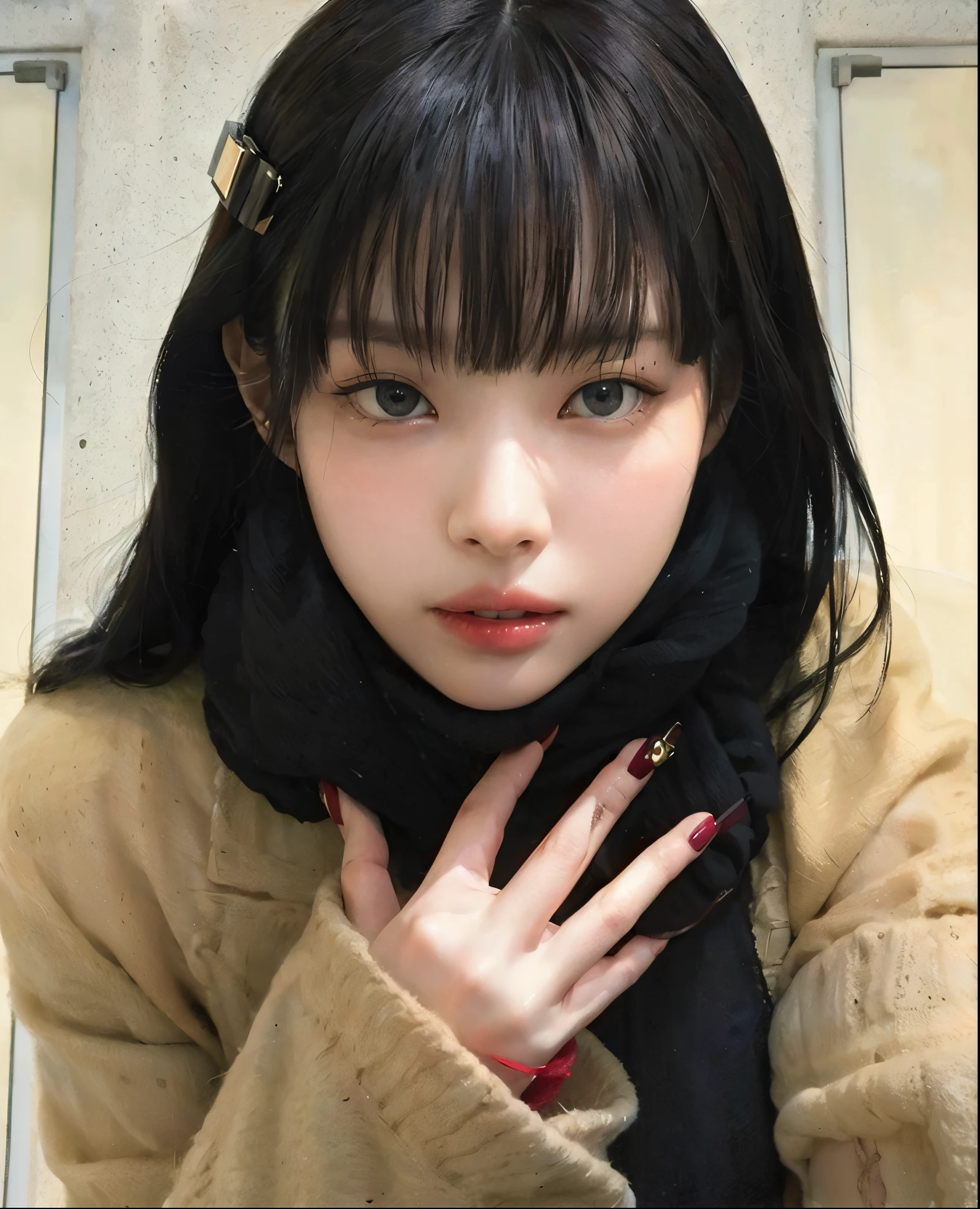Best quality, masterpiece, ultra high res, (photorealistic:1.4), raw photo, 1girl, outdoor, closeup, looking at viewer, dress, sleeveless, (dark skin) black hair
