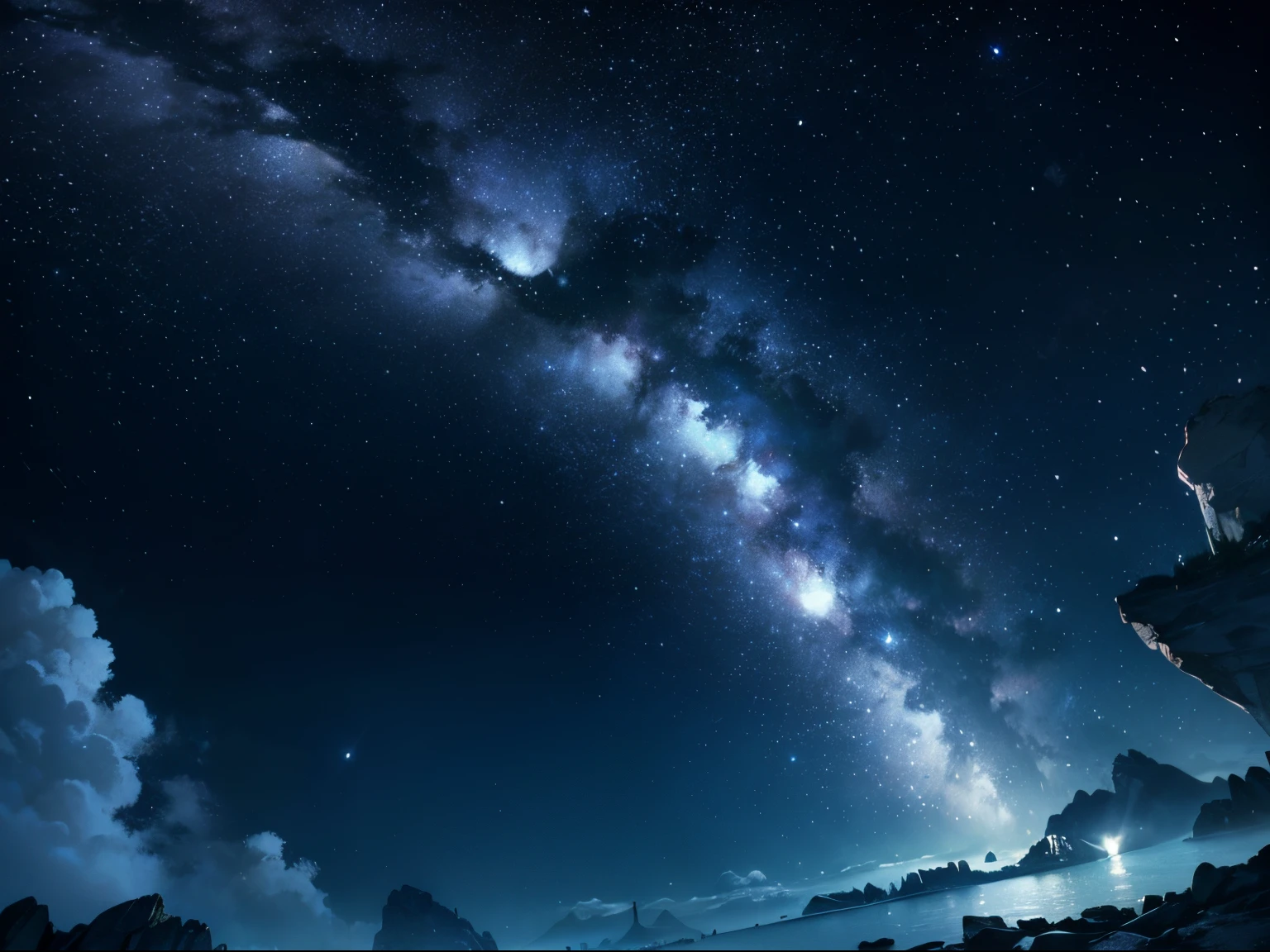 night sky scenery background, ultra detalhado, estrelas e lua nova, masterpiece, 8k