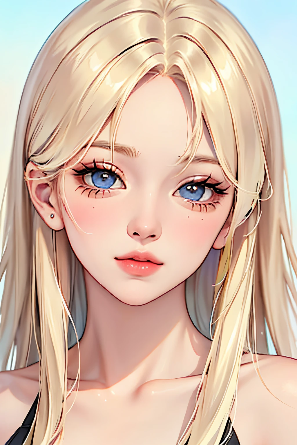 (best quality,4k,8k,highres,masterpiece:1.2),ultra-detailed,(realistic,photorealistic,photo-realistic:1.37),perfect symmetry,frontal image,blonde woman,cute,beautiful detailed eyes,beautiful detailed lips,extremely detailed eyes and face,long eyelashes,[illustration],vivid colors,sharp focus,physically-based rendering,portraits,colorful tones,stunning lighting.
