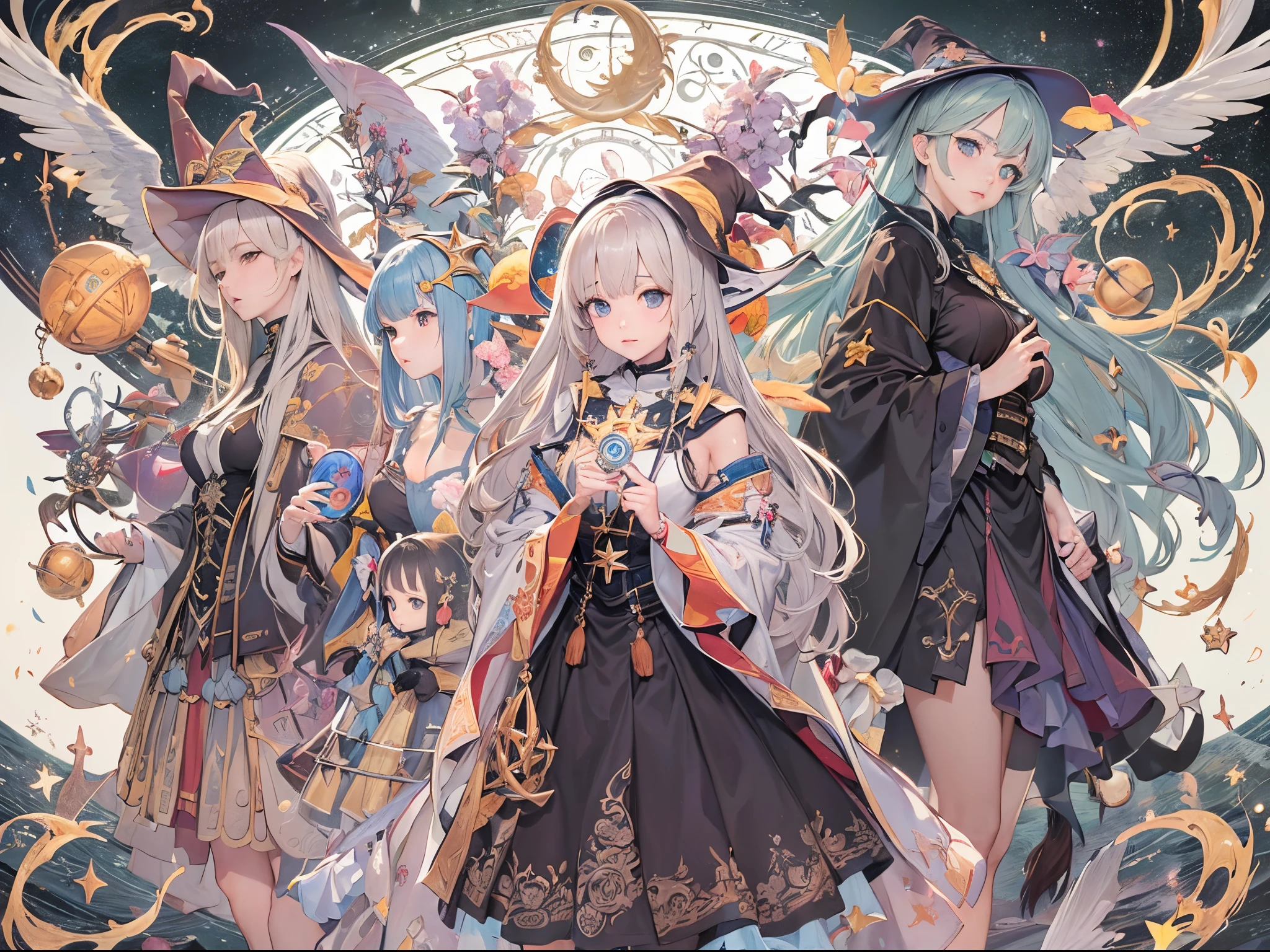 ((Finest quality)),(超A high resolution),(ultra-detailliert),(Meticulous portrayal),((Best Anime)),(Finest works of art),Ultra-Precision Art,The art of astounding depiction,Overwhelming descriptive power:1.5, (Saint a girl:1.5),unclear, Deities々Shikai,Fluttering feathers, (the witch:1.5),bewitching,disaster々new magic circle