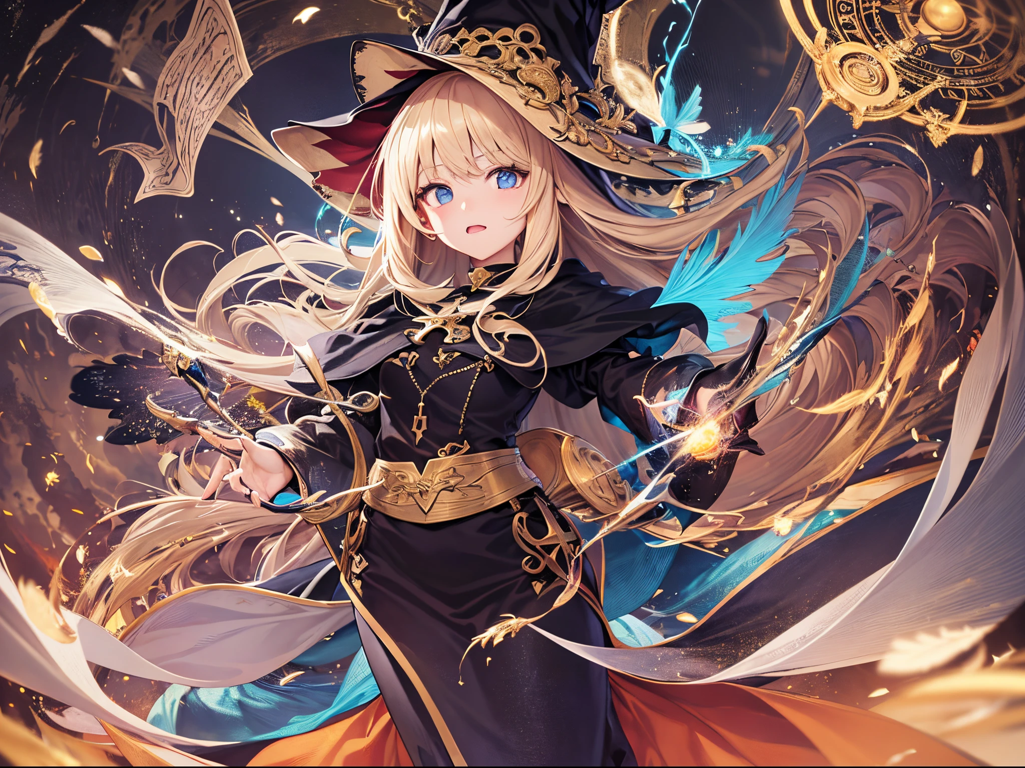 ((Finest quality)),(超A high resolution),(ultra-detailliert),(Meticulous portrayal),((Best Anime)),(Finest works of art),Ultra-Precision Art,The art of astounding depiction,Overwhelming descriptive power:1.5, (Saint a girl:1.5),unclear, Deities々Shikai,Fluttering feathers, (the witch:1.5),bewitching,disaster々new magic circle