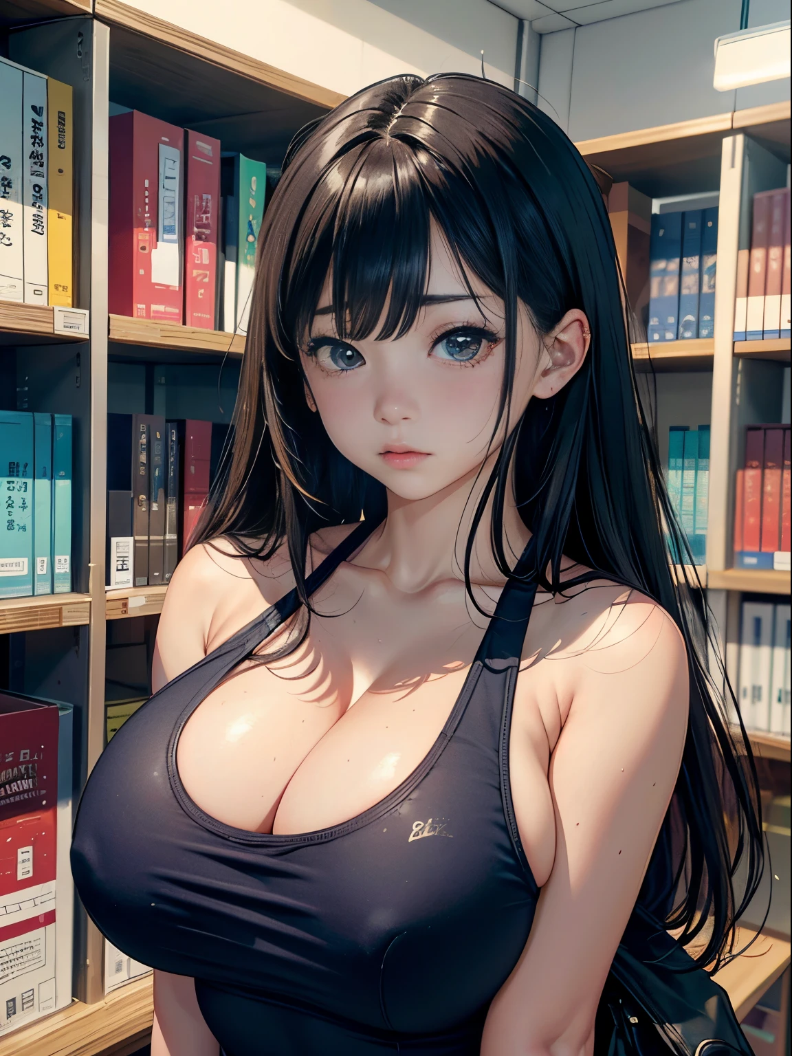 20 years girl、(masterpiece:1.4)、(in 8K、realisitic、Raw photo、top-quality:1.4)、(Real Face:1.4)、(real looking skin:1.3)、超A high resolution、A hyper-realistic、Brown eyes、high detailing、black hair shorthair、Navy blue school swimsuit、耳环、(huge-breasted:1.5)、gargantilha、Blushing、Embarrassed look、atlibrary、to stand