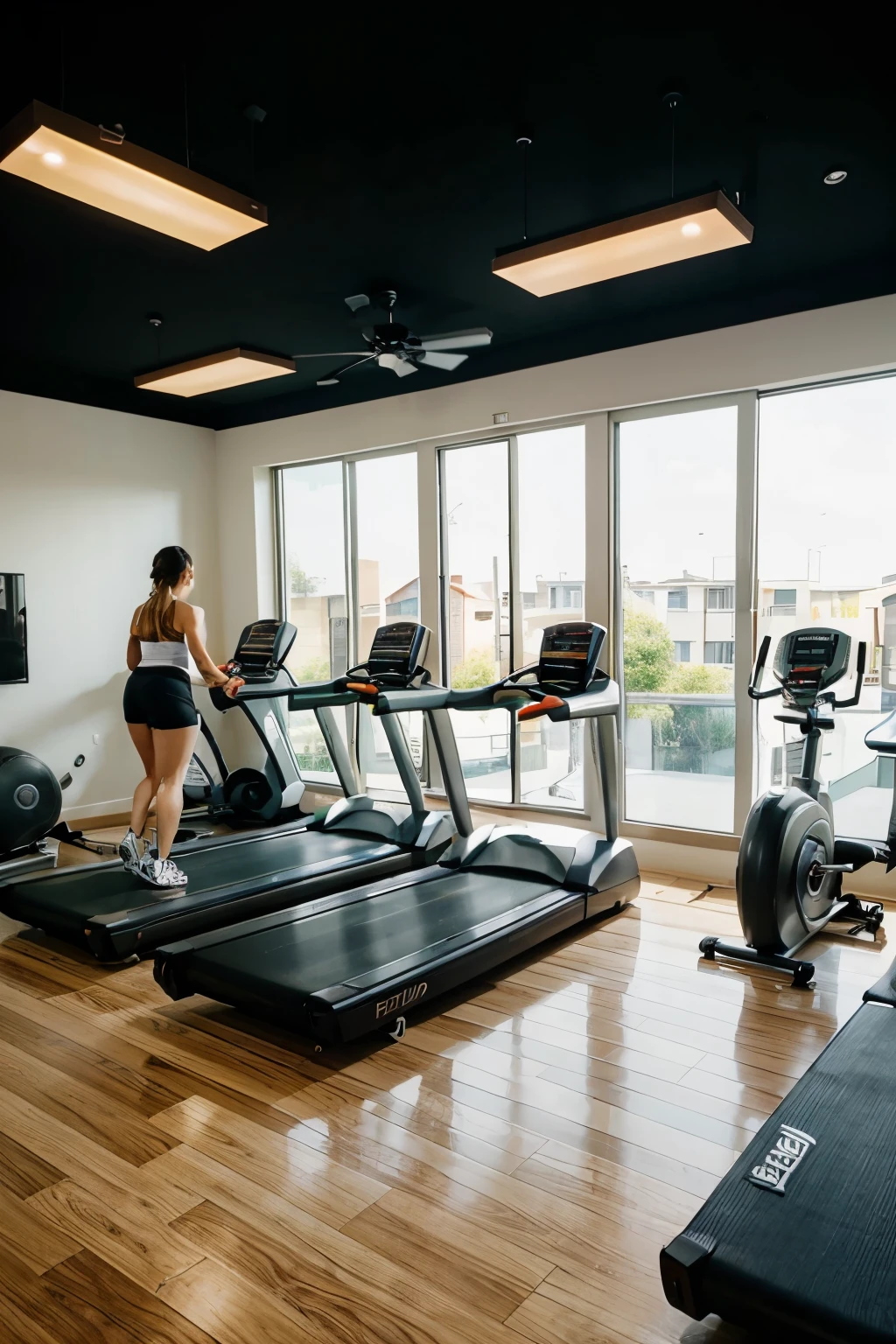 Very well furnished fitness center, modern. Full of people who exercise