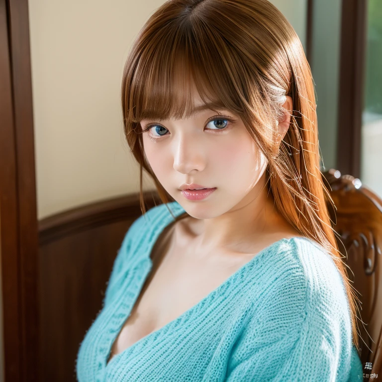 s girl(masterpiece:1.4)、(in 8K、realisitic、Raw photo、top-quality:1.4)、japanes、(1girl in)、beauitful face、(Real Face:1.4)、(Caramel hair、long:1.3)、Beautiful hairstyle、Realistic blue eyes、beautiful finely detailed eyes、(real looking skin:1.3)、Beautiful skins、enticing、超A high resolution、A hyper-realistic、high detailing、the golden ratio、(详细的脸:1.4)、(Anna Tanaka)、black hair shorthair、ultra gigantic tits、Facing the front、Looking at the camera、Sit in a transparent chair