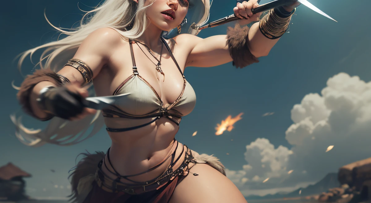 Female viking getting stabbed in the back by her tribesmen --auto --s2