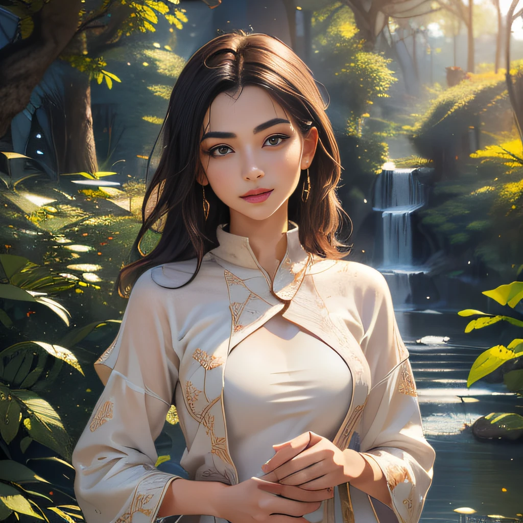 (Extremely detailed 8k wallpaper:2), (photo:2), (22 years old soigne Beautiful girl:2), (gives a lecture to friends:2), detailed (Face and eyes), (hyper realistic:1), (highly detailed:1), (epic realistic:1), rim light, (maximum details:1), cozy, (fullbody:1.3), (looking at viewer:2.0), (Woman's Attractive Qualities:2), (Attractive Woman:2), (Attractive:2), Smile, Intelligence, Empathy, Gracefulness, Sense of Style, Fitness, Grooming, Optimism, (Sensitivity:2), Sincerity, Romantic Gestures, Playfulness, Fashion Sense, (Sensuality:2), Charm, Modesty, Thoughtfulness, (Femininity:1), Flirtatiousness, Warmth, (Physical attractiveness:2), A beautiful smile, A love of life, strength and power, vulnerability, curiosity, wonder, love, (nature background:2), kawaii, waifu, Beautiful breasts, (attractive body:2), (Beautiful body:2), Beautiful pose, attractive pose, (Beautiful legs:1.0), (Beautiful clothes:1), (classic clothes:2), (elegant clothes:2), (European clothes:2), detailed clothes, (skirt:1), (blouse:1), (provocative pose)