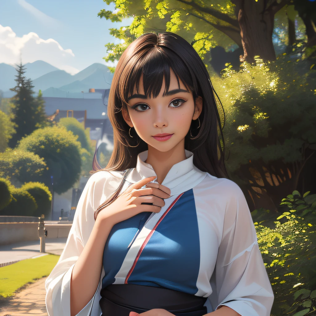 (Extremely detailed 8k wallpaper:2), (photo:2), (22 years old soigne Beautiful girl:2), (gives a lecture to friends:2), detailed (Face and eyes), (hyper realistic:1), (highly detailed:1), (epic realistic:1), rim light, (maximum details:1), cozy, (fullbody:1.3), (looking at viewer:2.0), (Woman's Attractive Qualities:2), (Attractive Woman:2), (Attractive:2), Smile, Intelligence, Empathy, Gracefulness, Sense of Style, Fitness, Grooming, Optimism, (Sensitivity:2), Sincerity, Romantic Gestures, Playfulness, Fashion Sense, (Sensuality:2), Charm, Modesty, Thoughtfulness, (Femininity:1), Flirtatiousness, Warmth, (Physical attractiveness:2), A beautiful smile, A love of life, strength and power, vulnerability, curiosity, wonder, love, (nature background:2), kawaii, waifu, Beautiful breasts, (attractive body:2), (Beautiful body:2), Beautiful pose, attractive pose, (Beautiful legs:1.0), (Beautiful clothes:1), (classic clothes:2), (elegant clothes:2), (European clothes:2), detailed clothes, (skirt:1), (blouse:1), (provocative pose)