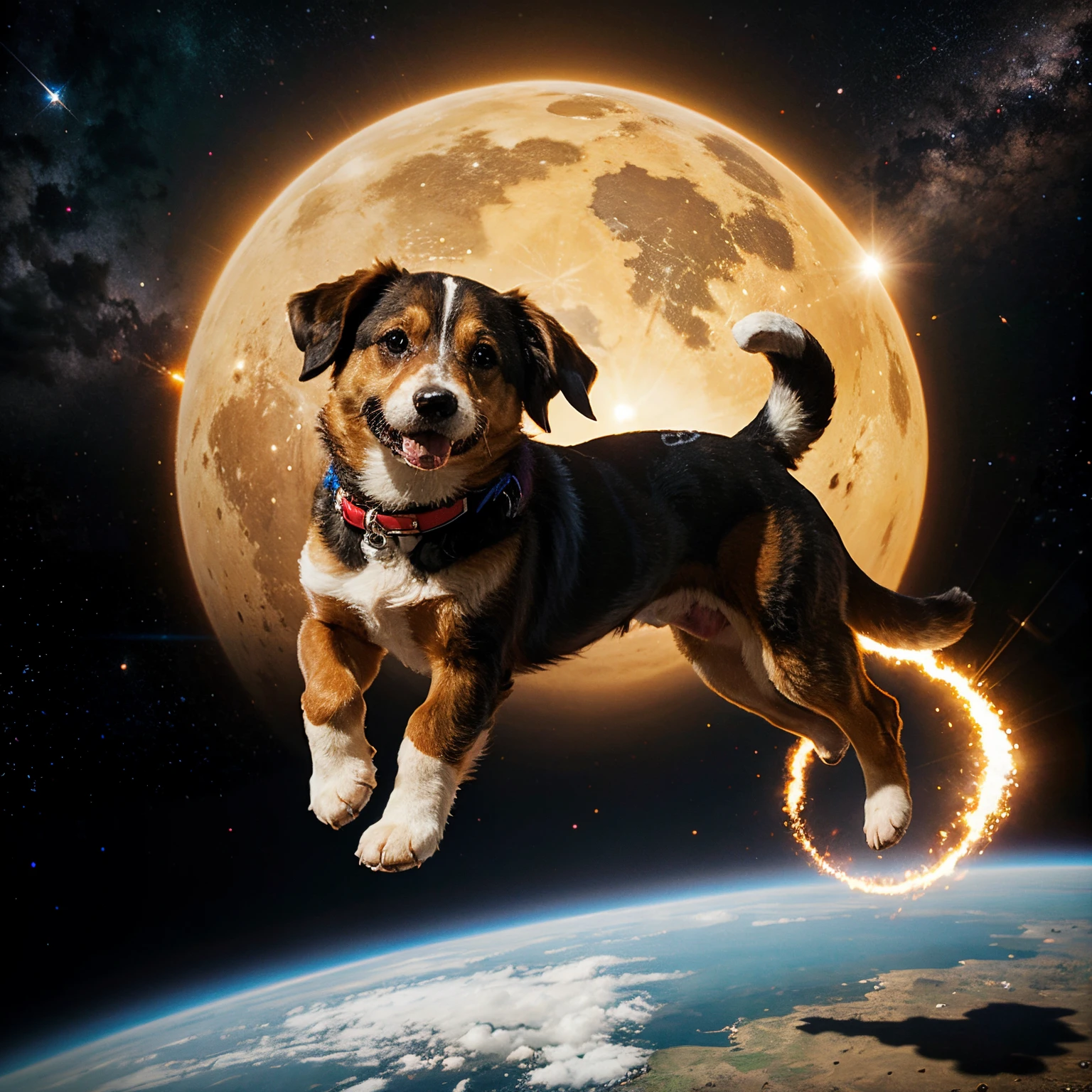 Perro salchicha en el espacio