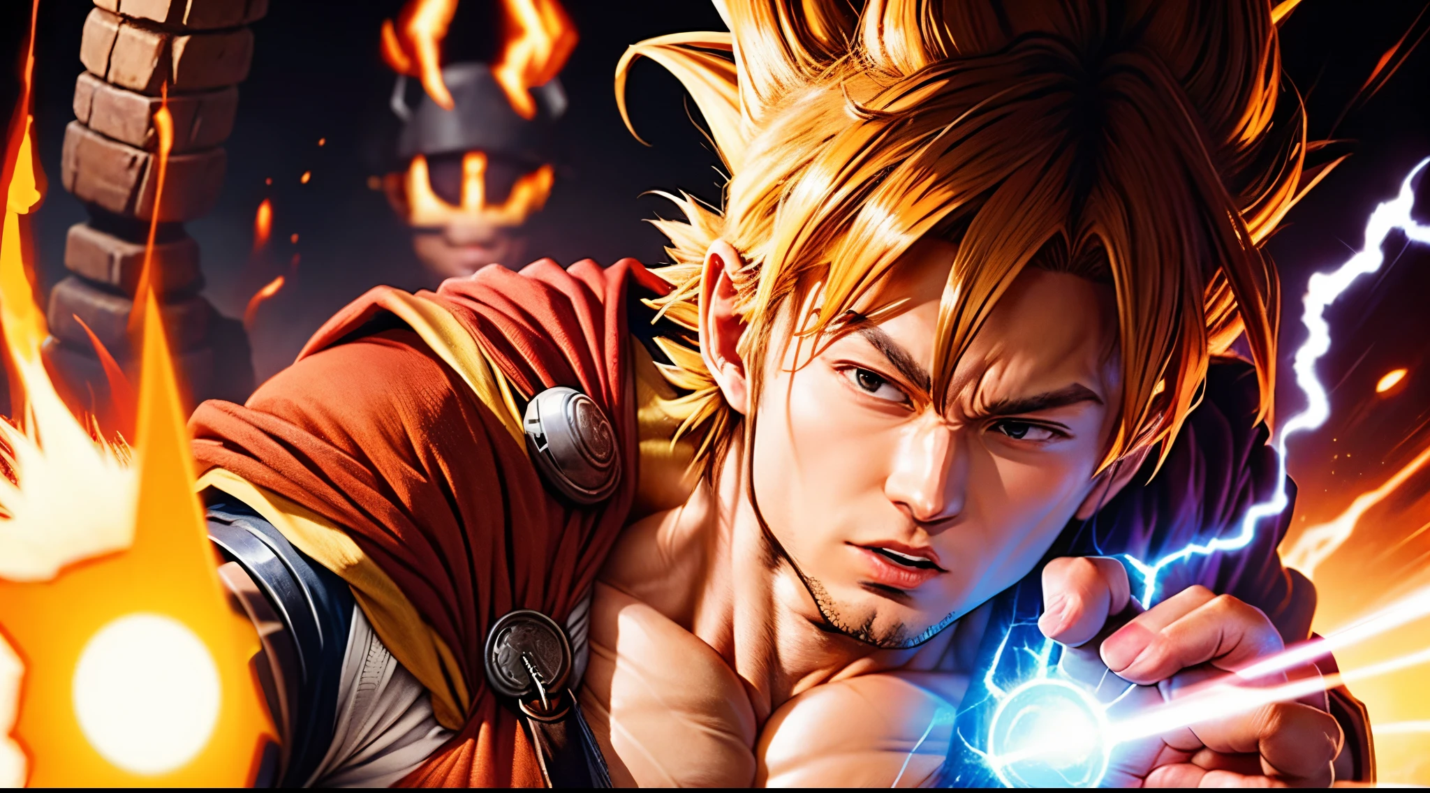 Goku peleando con thor