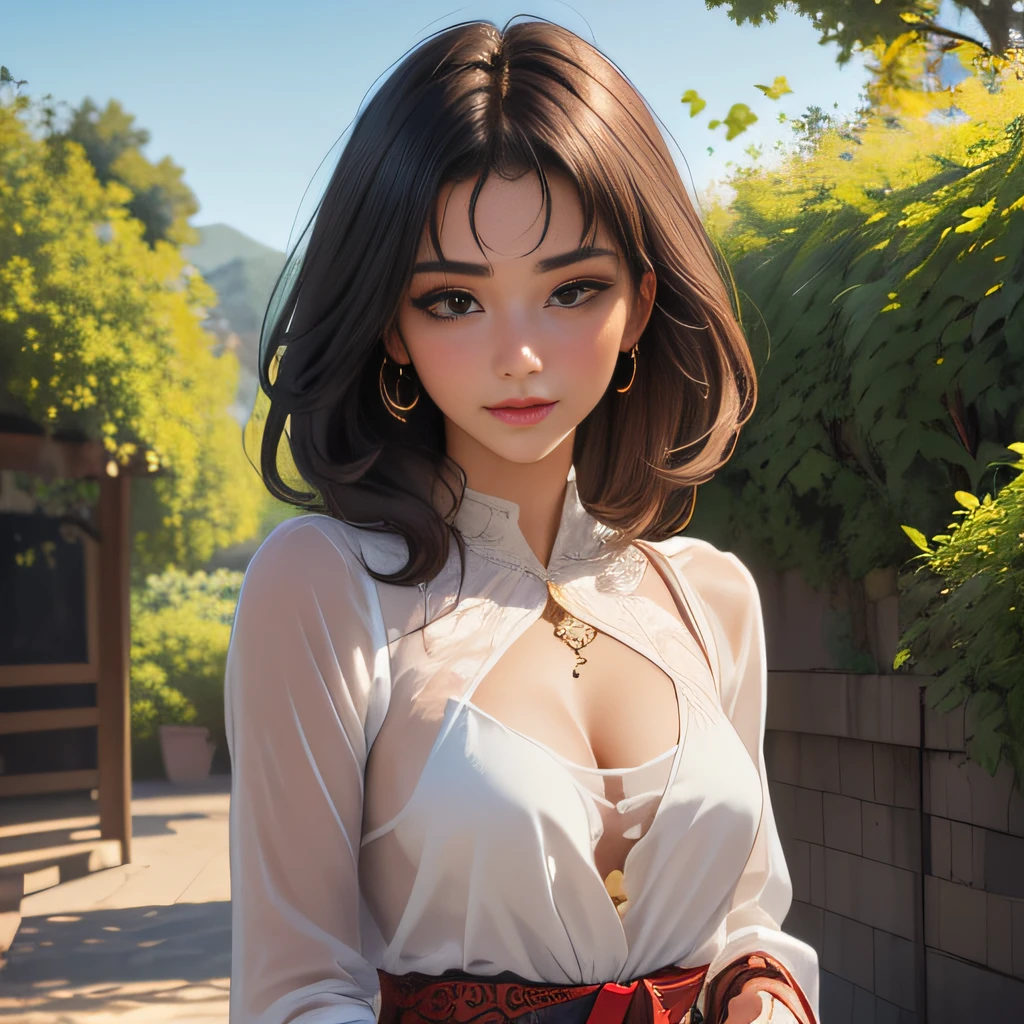 (Extremely detailed 8k wallpaper:2), (photo:2), (22 years old soigne Beautiful girl:2), (gives a lecture to friends:2), detailed (Face and eyes), (hyper realistic:1), (highly detailed:1), (epic realistic:1), rim light, (maximum details:1), cozy, (fullbody:1.3), (looking at viewer:2.0), (Woman's Attractive Qualities:2), (Attractive Woman:2), (Attractive:2), Smile, Intelligence, Empathy, Gracefulness, Sense of Style, Fitness, Grooming, Optimism, (Sensitivity:2), Sincerity, Romantic Gestures, Playfulness, Fashion Sense, (Sensuality:2), Charm, Modesty, Thoughtfulness, (Femininity:1), Flirtatiousness, Warmth, (Physical attractiveness:2), A beautiful smile, A love of life, strength and power, vulnerability, curiosity, wonder, love, (nature background:2), kawaii, waifu, Beautiful breasts, (attractive body:2), (Beautiful body:2), Beautiful pose, attractive pose, (Beautiful legs:1.0), (Beautiful clothes:1), (classic clothes:2), (elegant clothes:2), (European clothes:2), detailed clothes, (skirt:1), (blouse:1), (provocative pose)