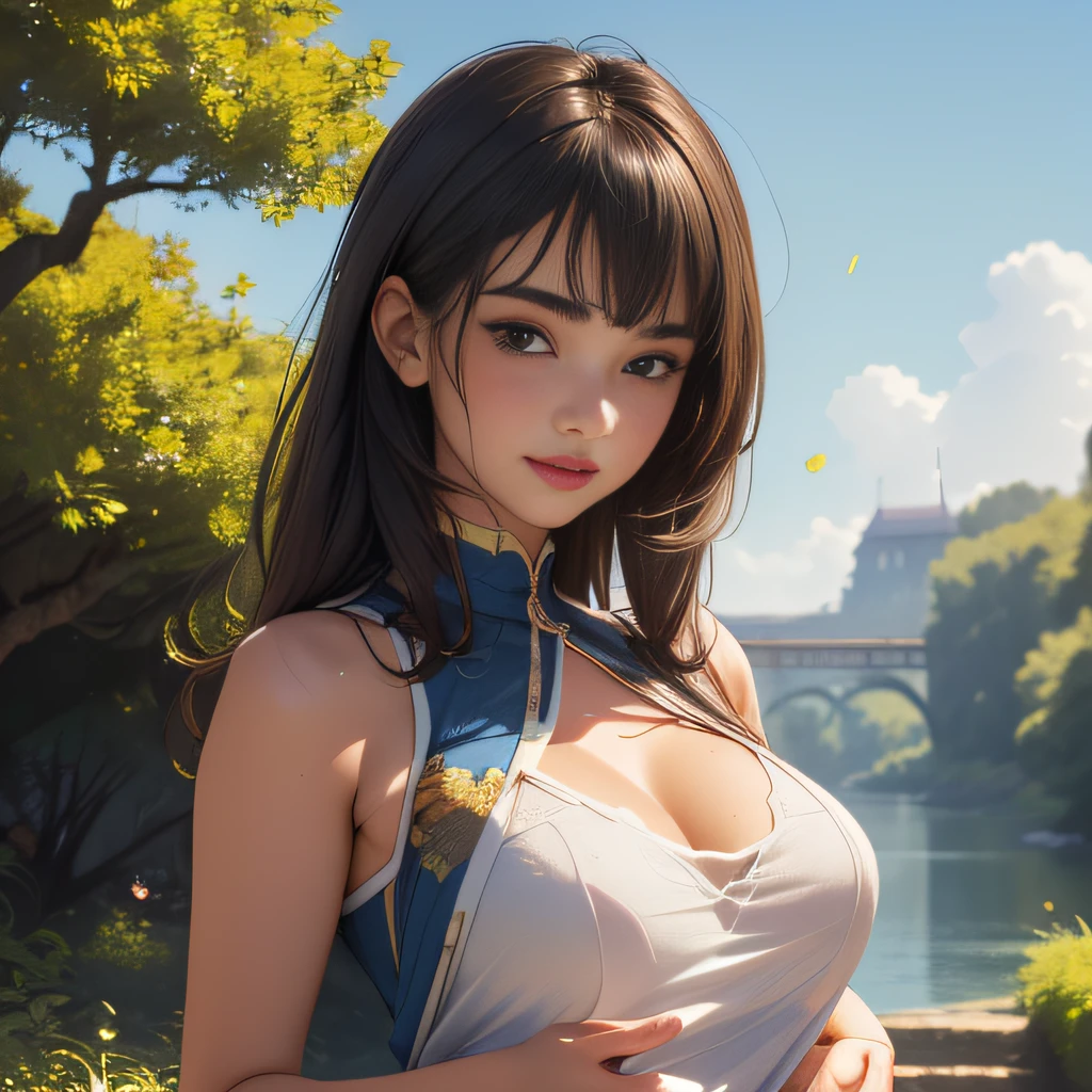 (Extremely detailed 8k wallpaper:2), (photo:2), (22 years old soigne Beautiful girl:2), (gives a lecture to friends:2), detailed (Face and eyes), (hyper realistic:1), (highly detailed:1), (epic realistic:1), rim light, (maximum details:1), cozy, (fullbody:1.3), (looking at viewer:2.0), (Woman's Attractive Qualities:2), (Attractive Woman:2), (Attractive:2), Smile, Intelligence, Empathy, Gracefulness, Sense of Style, Fitness, Grooming, Optimism, (Sensitivity:2), Sincerity, Romantic Gestures, Playfulness, Fashion Sense, (Sensuality:2), Charm, Modesty, Thoughtfulness, (Femininity:1), Flirtatiousness, Warmth, (Physical attractiveness:2), A beautiful smile, A love of life, strength and power, vulnerability, curiosity, wonder, love, (nature background:2), kawaii, waifu, Beautiful breasts, (attractive body:2), (Beautiful body:2), Beautiful pose, attractive pose, (Beautiful legs:1.0), (Beautiful clothes:1), (classic clothes:2), (elegant clothes:2), (European clothes:2), detailed clothes, (skirt:1), (blouse:1), (provocative pose)