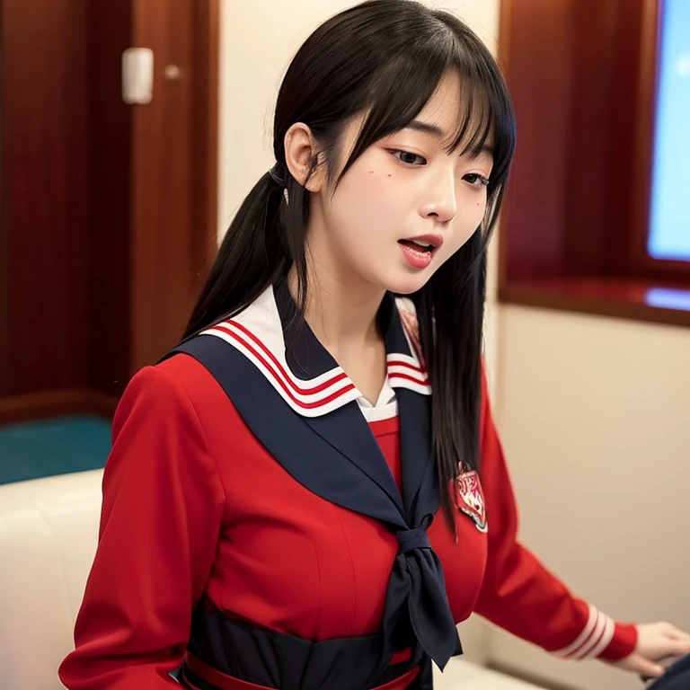 enter01 Japan, a beautiful 18-year-old woman wearing a sailor suit with a slender body with small breasts, long eyes, jet-black hair, a wareng ponytail, neat, polite, and mature, but wearing a sailor suit with a slender body with small breasts, with her left hand on her chest and her right hand groping her crotch、A burnt face dyed unusually crimson、Three fingers of the molester are inserted into the smeared with a powerful aphrodisiac, and the pleasure of being moved unnecessarily close both eyes with a face dyed abnormally crimson up to the ears.『feels good〜 more more Ikiso orgasm orgasm I'll go〜』- The moment when she screams and reaches a fierce climax、low angles