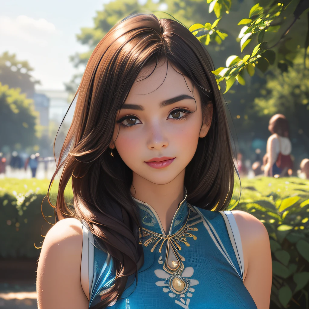 (Extremely detailed 8k wallpaper:2), (photo:2), (26 years old soigne Beautiful girl:2), (gives a lecture to friends:2), detailed (Face and eyes), (hyper realistic:1), (highly detailed:1), (epic realistic:1), rim light, (maximum details:1), cozy, (fullbody:1.3), (looking at viewer:2), (Woman's Attractive Qualities:2), (Attractive Woman:2), (Attractive:2), Smile, Intelligence, Empathy, Gracefulness, Sense of Style, Fitness, Grooming, Optimism, (Sensitivity:2), Sincerity, Romantic Gestures, Playfulness, Fashion Sense, (Sensuality:2), Charm, Modesty, Thoughtfulness, (Femininity:1), Flirtatiousness, Warmth, (Physical attractiveness:2), A beautiful smile, A love of life, strength and power, vulnerability, curiosity, wonder, love, (nature background:2), kawaii, waifu, Beautiful breasts, (attractive body:2), (Beautiful body:2), Beautiful pose, attractive pose, (Beautiful legs:1.0), (Beautiful clothes:1), (classic clothes:2), (elegant clothes:2), (European clothes:2), detailed clothes, (skirt:1), (blouse:1), (provocative pose)