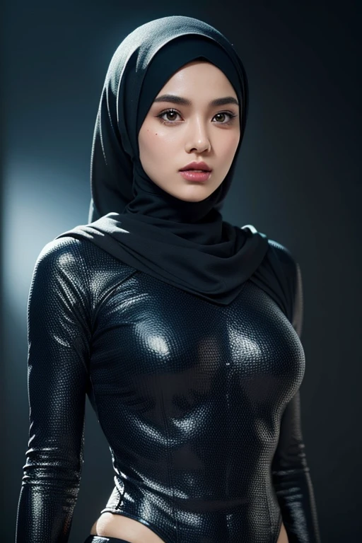 hijab girl, beautiful, mystique marvel, Raven Darkholme, UHD, masterpiece, anatomically correct, textured skin, super detail, high details, high quality, best quality, HD, 16k