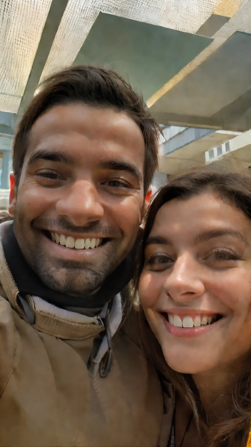 there is a man and woman that are smiling for a picture, Fotografia selfie 8k, foto de perfil headshot, iphone selfie, foto do perfil, imagem de qualidade muito baixa, Charli Bowater e Artgeem, imagem de perfil, both smiling for the camera, taken in the early 2020s, selfie apaixonada, Retrato de duas pessoas