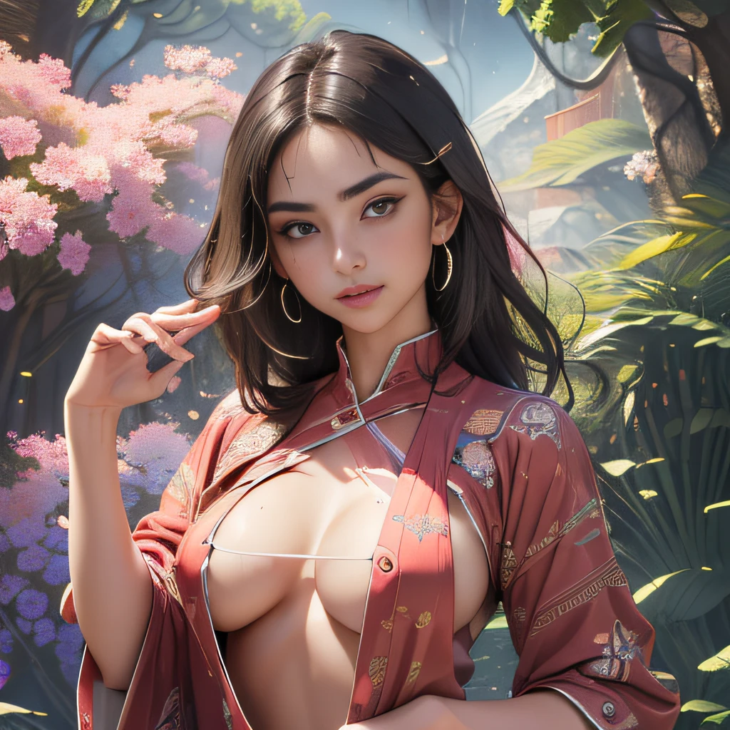 (Extremely detailed 8k wallpaper:2), (photo:2), (26 years old soigne Beautiful girl:2), (gives a lecture to friends:2), detailed (Face and eyes), (hyper realistic:1), (highly detailed:1), (epic realistic:1), rim light, (maximum details:1), cozy, (fullbody:1.3), (looking at viewer:2), (Woman's Attractive Qualities:2), (Attractive Woman:2), (Attractive:2), Smile, Intelligence, Empathy, Gracefulness, Sense of Style, Fitness, Grooming, Optimism, (Sensitivity:2), Sincerity, Romantic Gestures, Playfulness, Fashion Sense, (Sensuality:2), Charm, Modesty, Thoughtfulness, (Femininity:1), Flirtatiousness, Warmth, (Physical attractiveness:2), A beautiful smile, A love of life, strength and power, vulnerability, curiosity, wonder, love, (nature background:2), kawaii, waifu, Beautiful breasts, (attractive body:2), (Beautiful body:2), Beautiful pose, attractive pose, (Beautiful legs:1.0), (Beautiful clothes:1), (classic clothes:2), (elegant clothes:2), (European clothes:2), detailed clothes, (skirt:1), (blouse:1), (provocative pose)