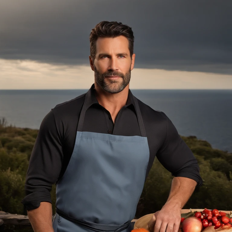 Extremely handsome white man with dark hair and some stubble. Chiseled face. Early to mid forties. Chef. Chocolate maker. ,original,Extremely handsome white man with dark hair and some stubble. Chiseled face. Early to mid forties. Chef. Chocolate maker. ,face,photo