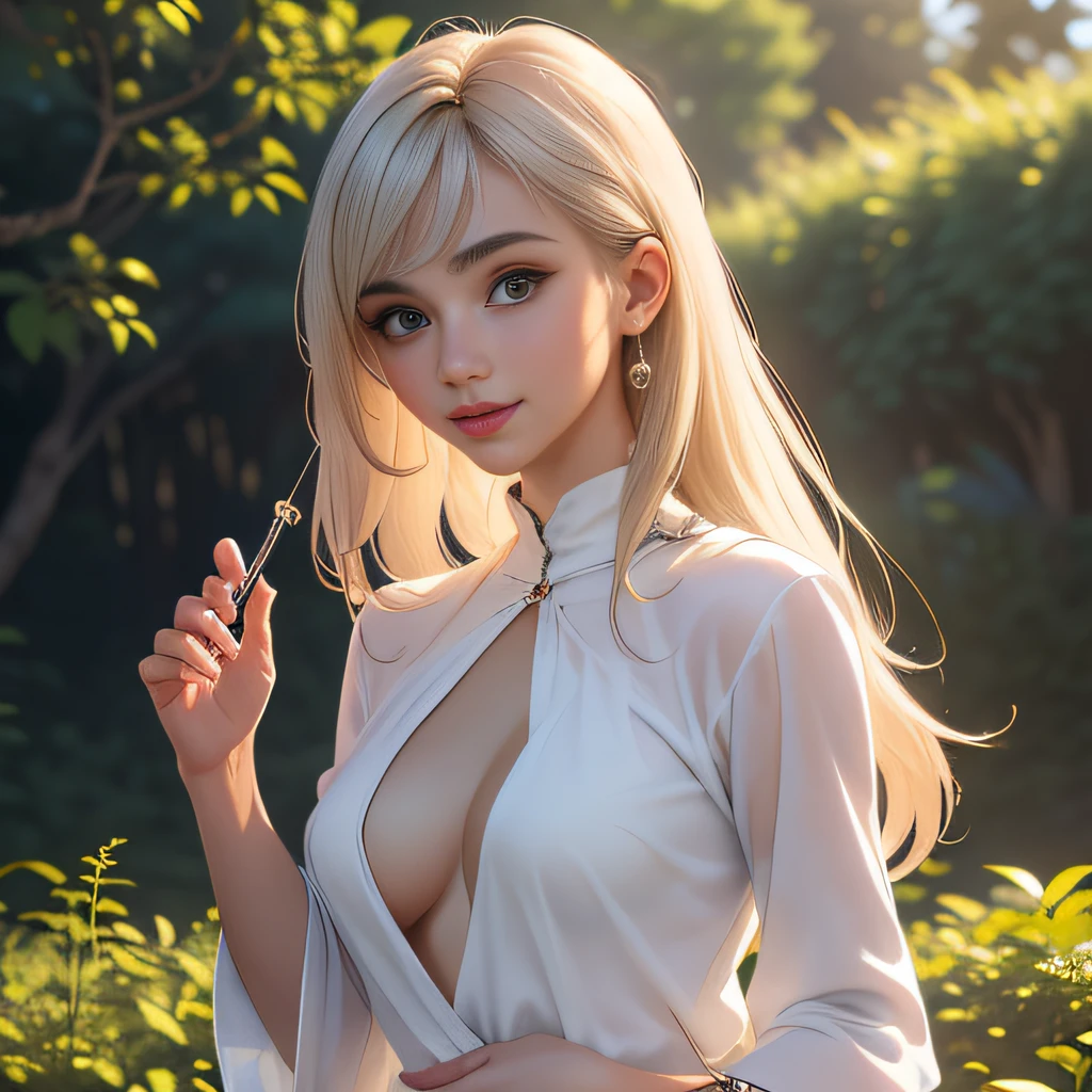 (Extremely detailed 8k wallpaper:2), (photo:2), (33 years old soigne Beautiful girl:2), (gives a lecture to friends:2), detailed (Face and eyes), (hyper realistic:1), (highly detailed:1), (epic realistic:1), rim light, (maximum details:1), cozy, (fullbody:1.3), (looking at viewer:2), (Woman's Attractive Qualities:2), (Attractive Woman:2), (Attractive:2), Smile, Intelligence, Empathy, Gracefulness, Sense of Style, Fitness, Grooming, Optimism, (Sensitivity:2), Sincerity, Romantic Gestures, Playfulness, Fashion Sense, (Sensuality:2), Charm, Modesty, Thoughtfulness, (Femininity:1), Flirtatiousness, Warmth, (Physical attractiveness:2), A beautiful smile, A love of life, strength and power, vulnerability, curiosity, wonder, love, (nature background:2), kawaii, waifu, Beautiful breasts, (attractive body:2), (Beautiful body:2), Beautiful pose, attractive pose, (Beautiful legs:1.0), (Beautiful clothes:1), (classic clothes:2), (elegant clothes:2), (European clothes:2), detailed clothes, (skirt:1), (blouse:1), (provocative pose)