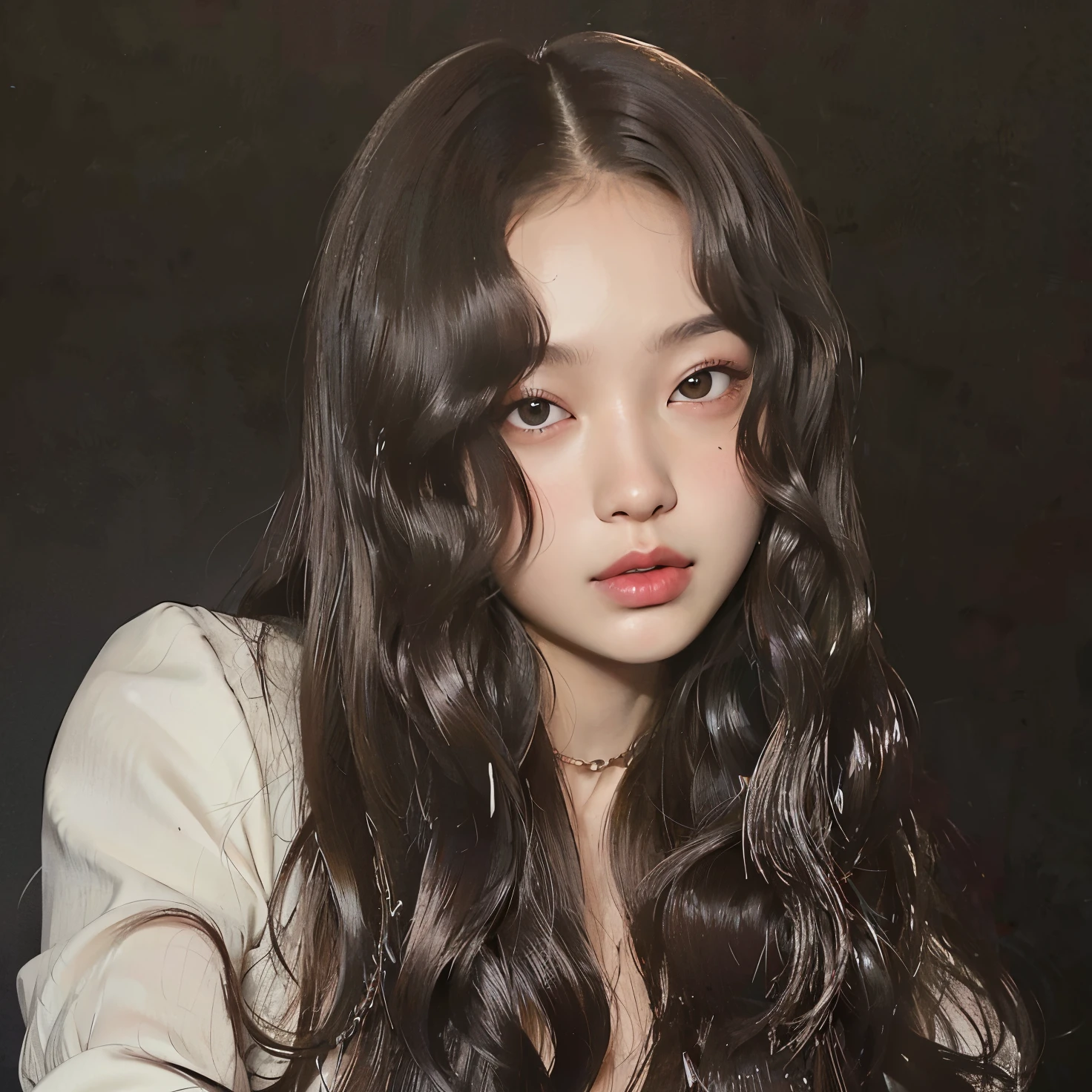 um close up de uma mulher com cabelos longos vestindo uma camisa branca, jennie blackpink, Retrato de Jossi de Blackpink, jossi do blackpink, Parque Ji-min, Heonhwa Choe, Jaeyeon Nam, Jiyun Chae, cabelos ondulados espalhados, TaeJune Kim, com cabelos longos, Lee Ji-eun, Lee Ji - Eun