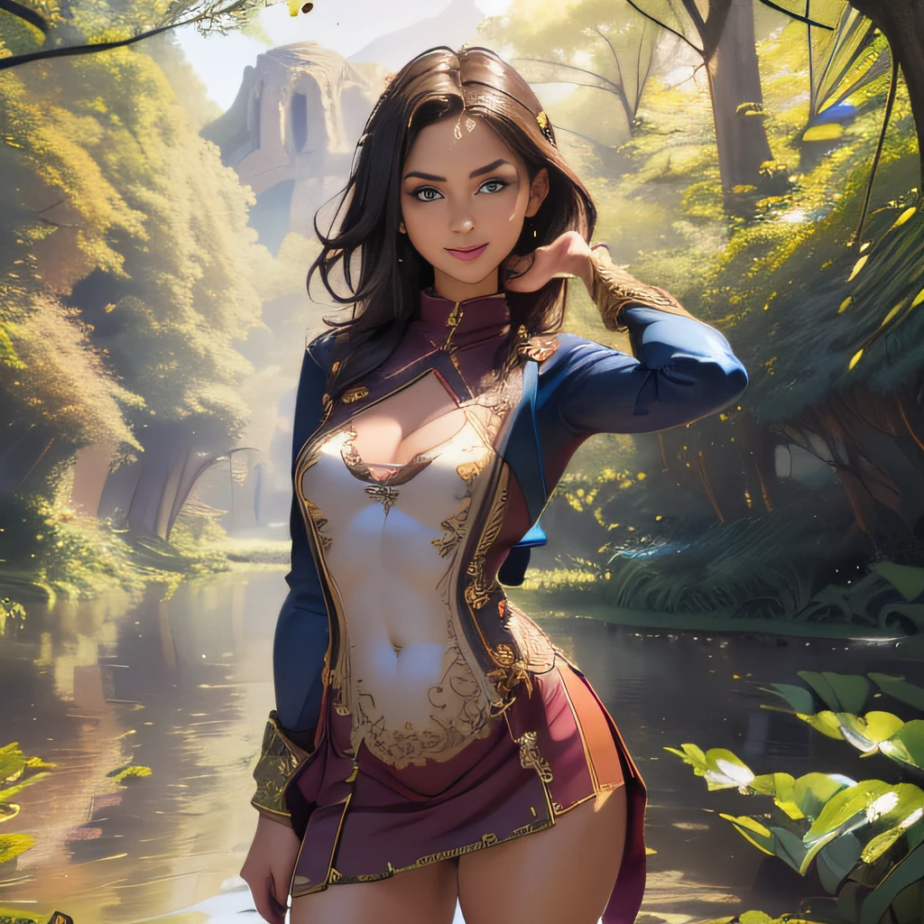 (extremely detailed 8K wallpaper:2), (photo:2), (22 years old Xuan Beautiful girl:2), (gives a lecture to friends:2), Detailed (Face & Eyes), (hyper realistic:1), (Highly detailed:1), (Epic Realistic:1), rim light, (Maximum details:1), Cosy, (body complet:1.3), (looking a viewer:2.0), (Attractive qualities of a woman:2), (attractive female:2), (Attractive:2), Smile, intelligence, sympathy, Grace, A sense of style, Fitness, Care, optimism, (sensitivity:2), frankness, Romantic gestures, playfulness, Fashion Sense, (sensuality:2), charm, modesty, Thoughtfulness, (femininity:1), flirtatiousness, warmth, (Physical Attractiveness:2), beautiful smile, Love of Life, Strength and power, Vulnerability, curiosity, wonder, Love, (Nature's prehistory:2), Kawaii, waifu, beautiful breasts, (attractive body:2), (handsome body:2), BEAUTIFUL POSE, attractive pose, (nice feet:1.0), (beautiful clothing:1), (Classic clothes:2), (elegant clothing:2), (European Clothing:2), detailed clothes, (upskirt:1), (blouse:1), (provocative pose)